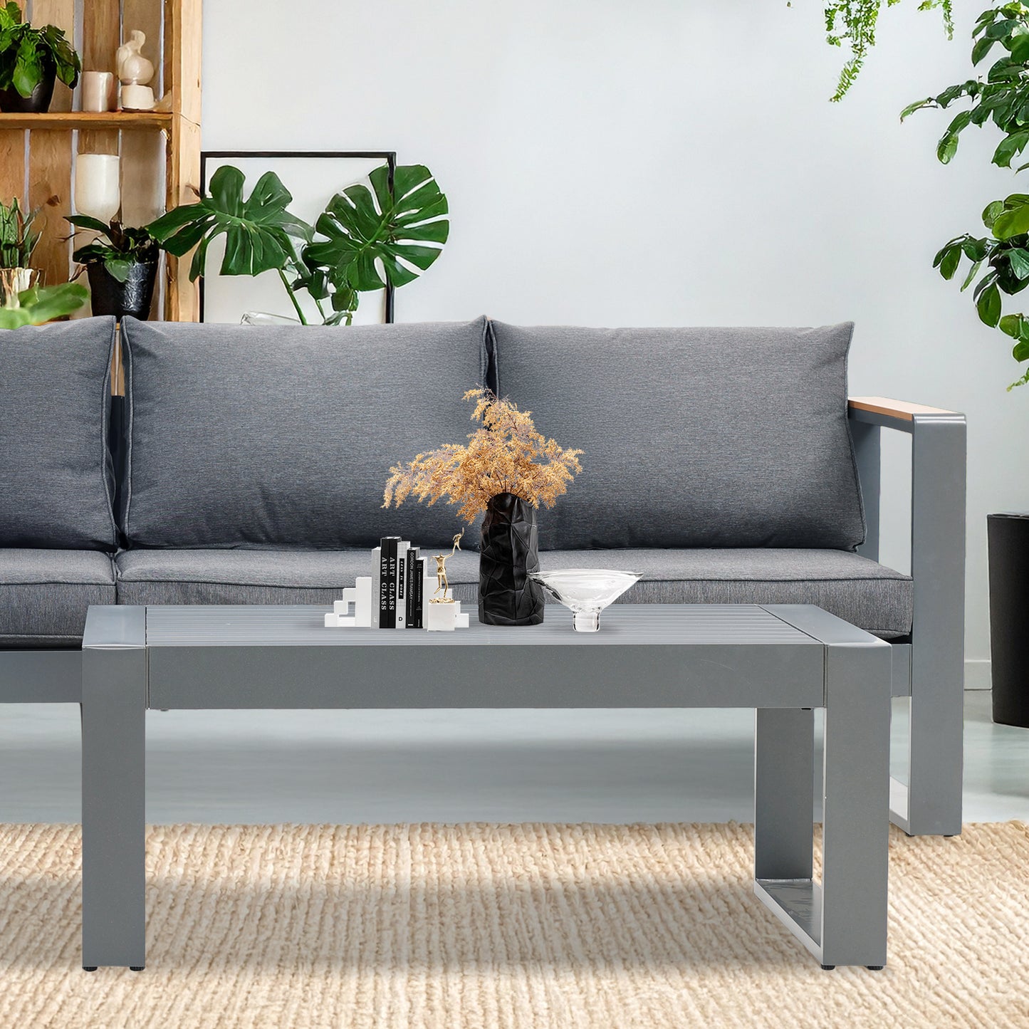 39.3x23x16 inch Aluminum Outdoor Coffee Table Aoodor