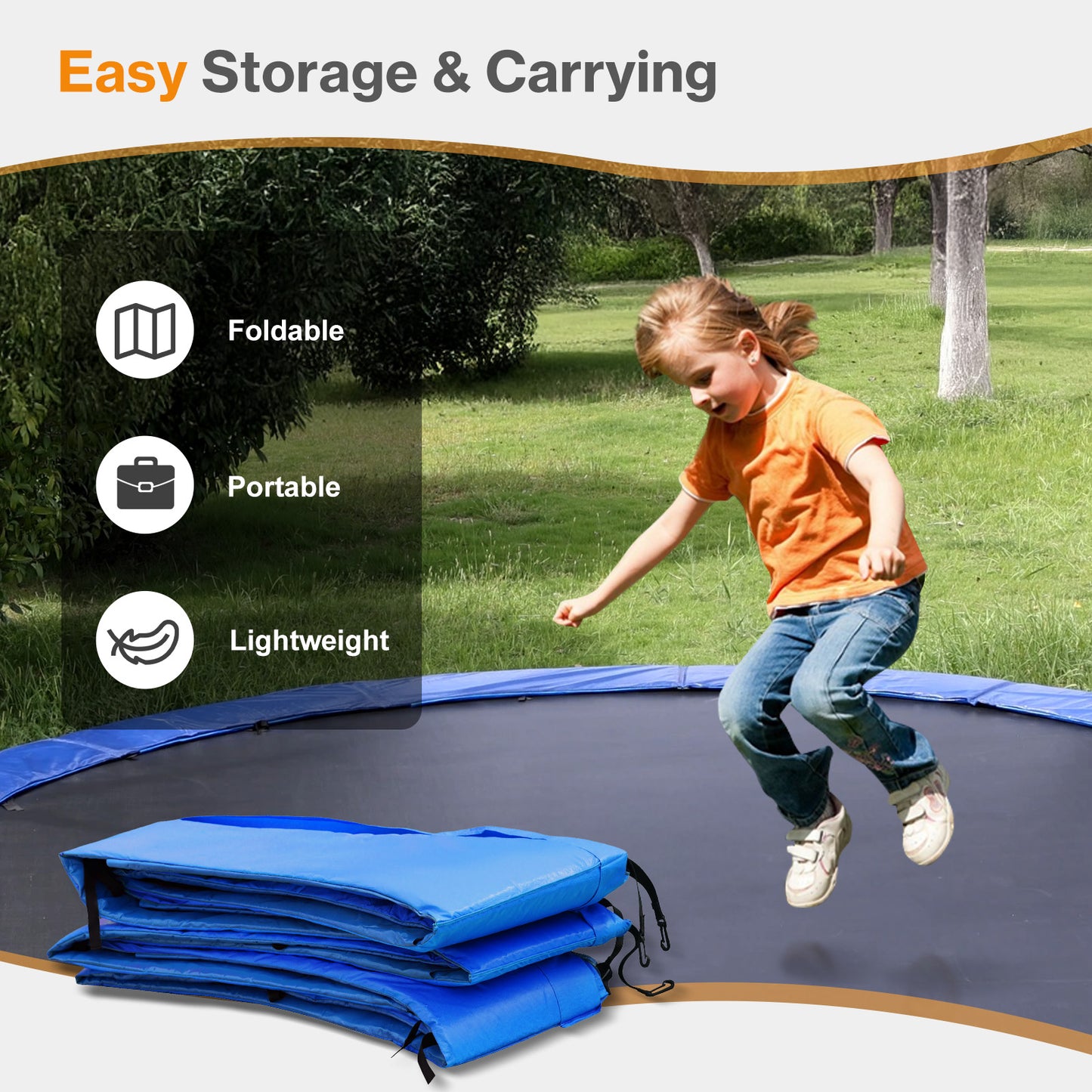 Trampoline Safety Pad Replacement, Universal Waterproof Trampoline Spring Cover for Round Frame