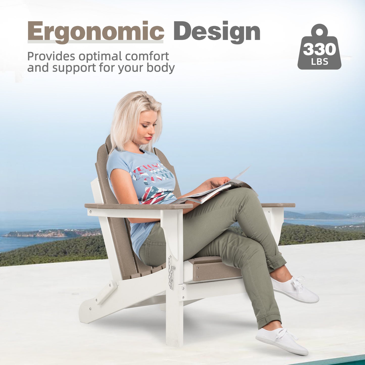32(L)x22(W)x37(H) inch Folding Adirondack Chair Aoodor