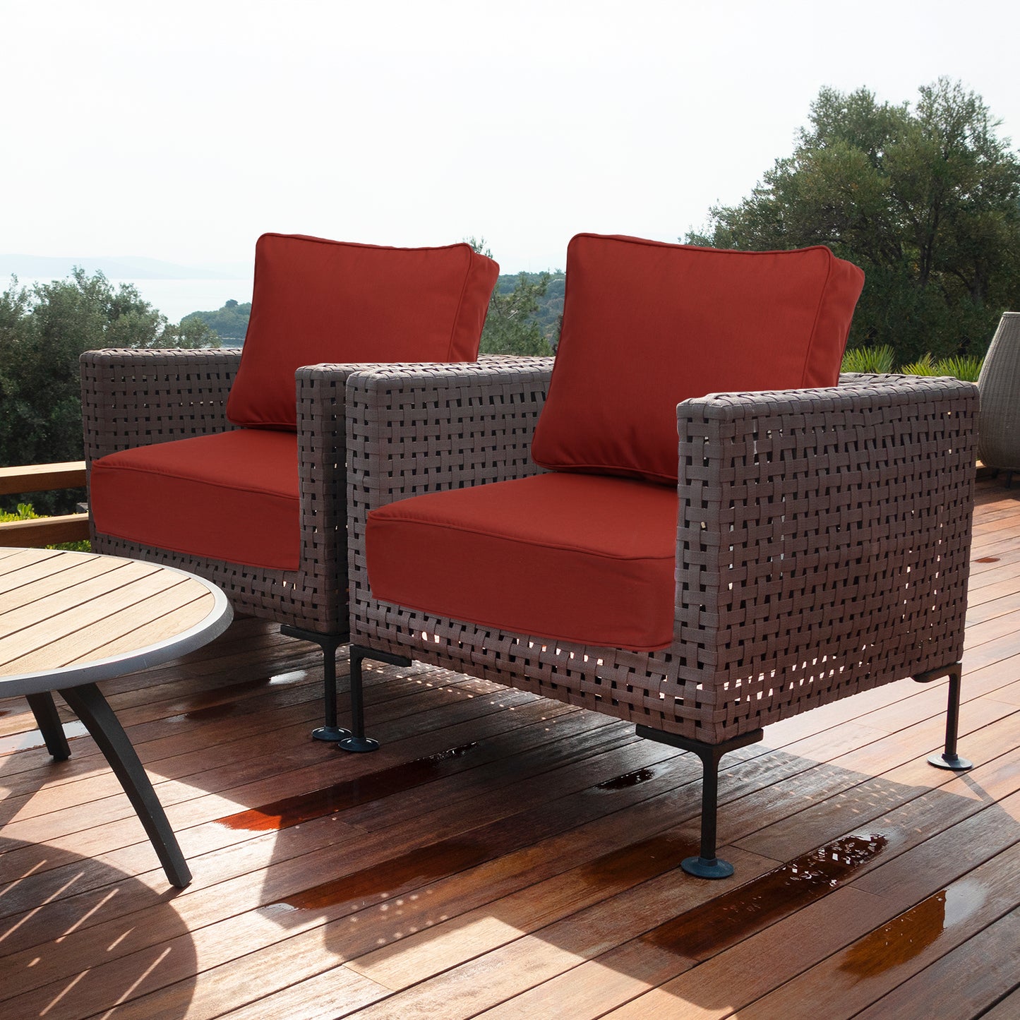 Aoodor Premium Sunbrella Outdoor Patio Chair Cushions Set, Red