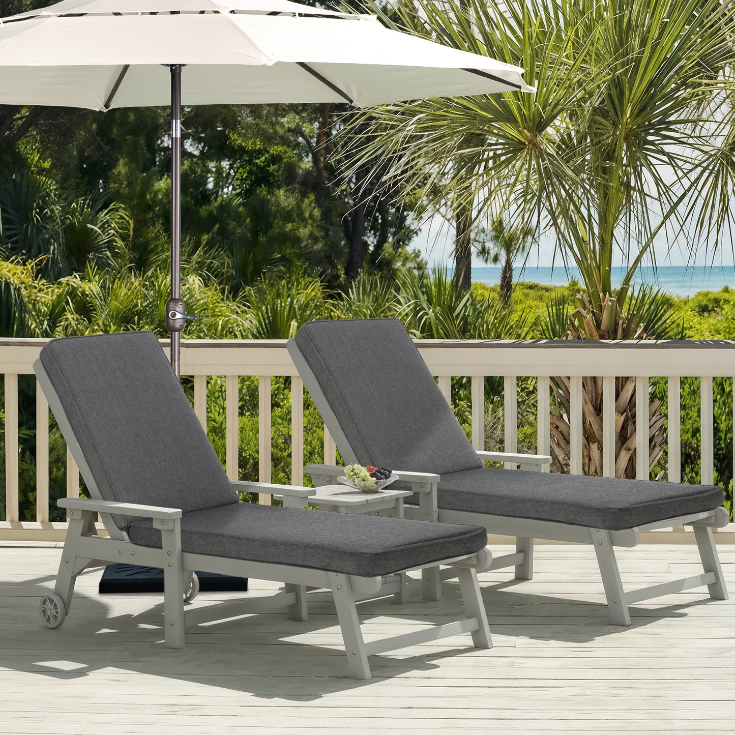 72x21x3 inch Patio Chaise Lounger Cushions Set of 2 - Charcoal