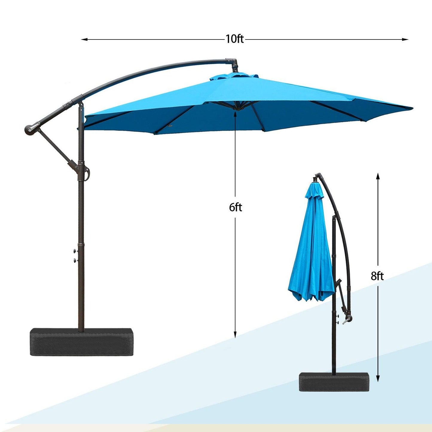 Offset Hanging Umbrella with Base Stand 10 Ft. Patio Umbrella Aoodor