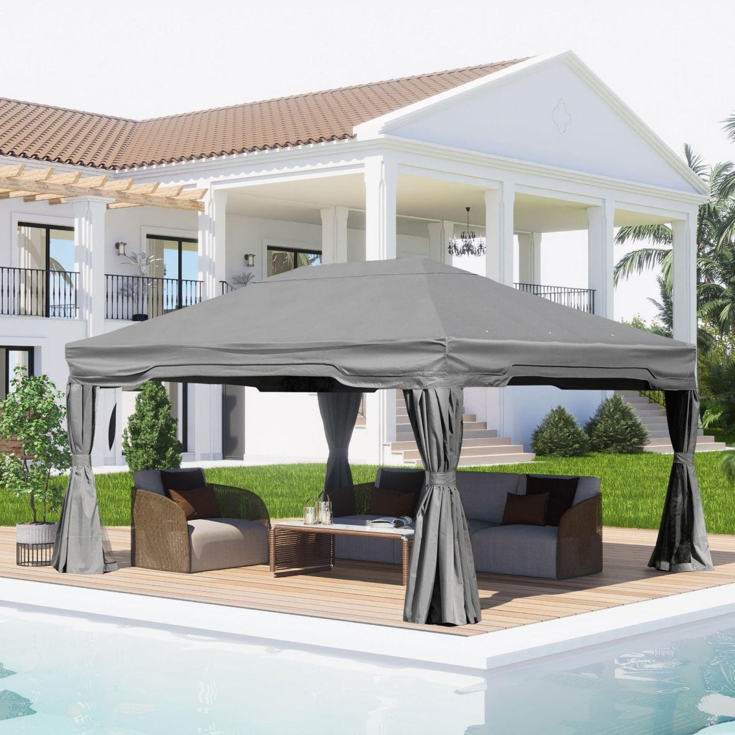 12 x 12 ft. Outdoor Gazebo Tent Canopy Shelter, Aluminum Frame with Privacy Curtain and Netting Gazebo Aoodor LLC