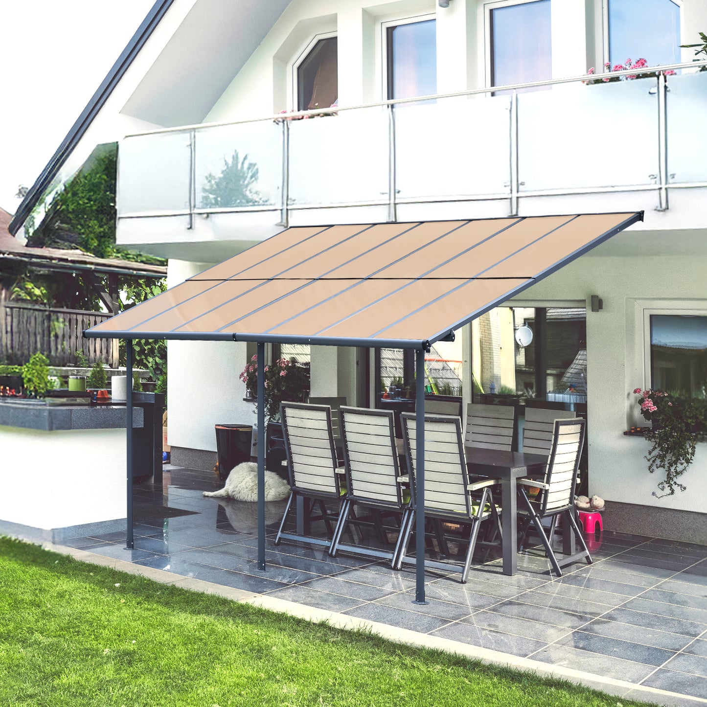 13x10/16.5x10 ft. Wall Mount Gazebo - Polycarbonate Outdoor Pergola