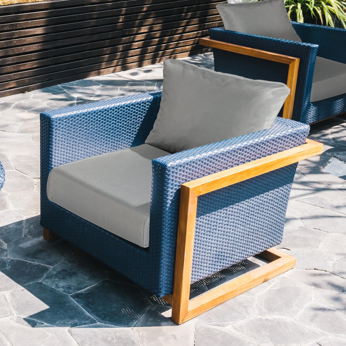 Outdoor Chair Cushions, Patio Deep Seat Cushions with Handle & Adjustable Straps - Gray