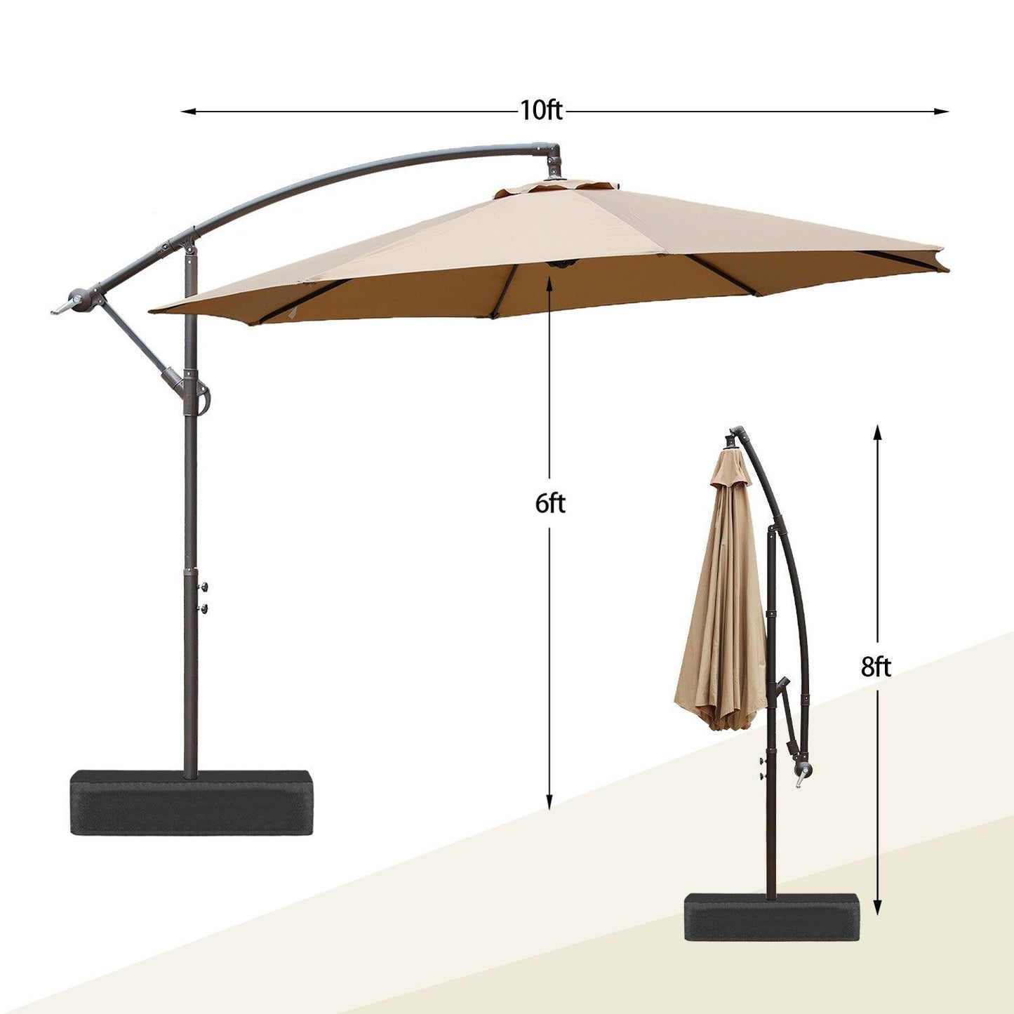 Offset Hanging Umbrella with Base Stand 10 Ft. Patio Umbrella Aoodor