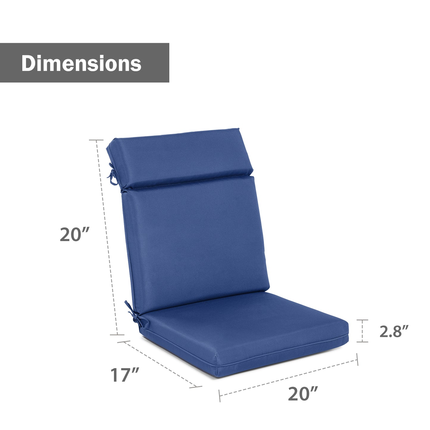 Outdoor Polyester High Back Dining Chair Cushion Set - Navy Blue