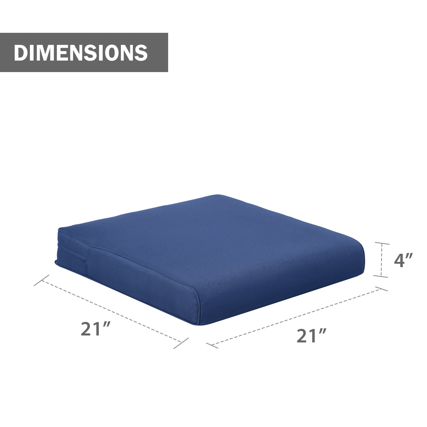 Outdoor Chair Cushion , Removable Cover with Hidden Zipper, Adaptable Secure Ties - Navy Blue