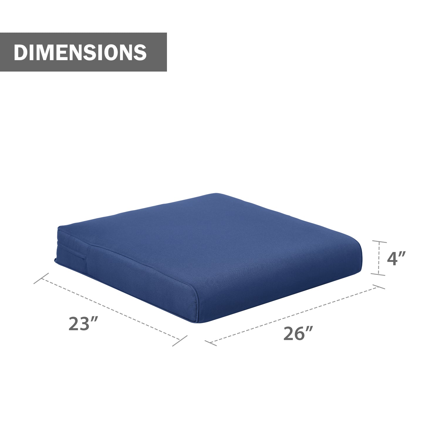 Outdoor Chair Cushion , Removable Cover with Hidden Zipper, Adaptable Secure Ties - Navy Blue