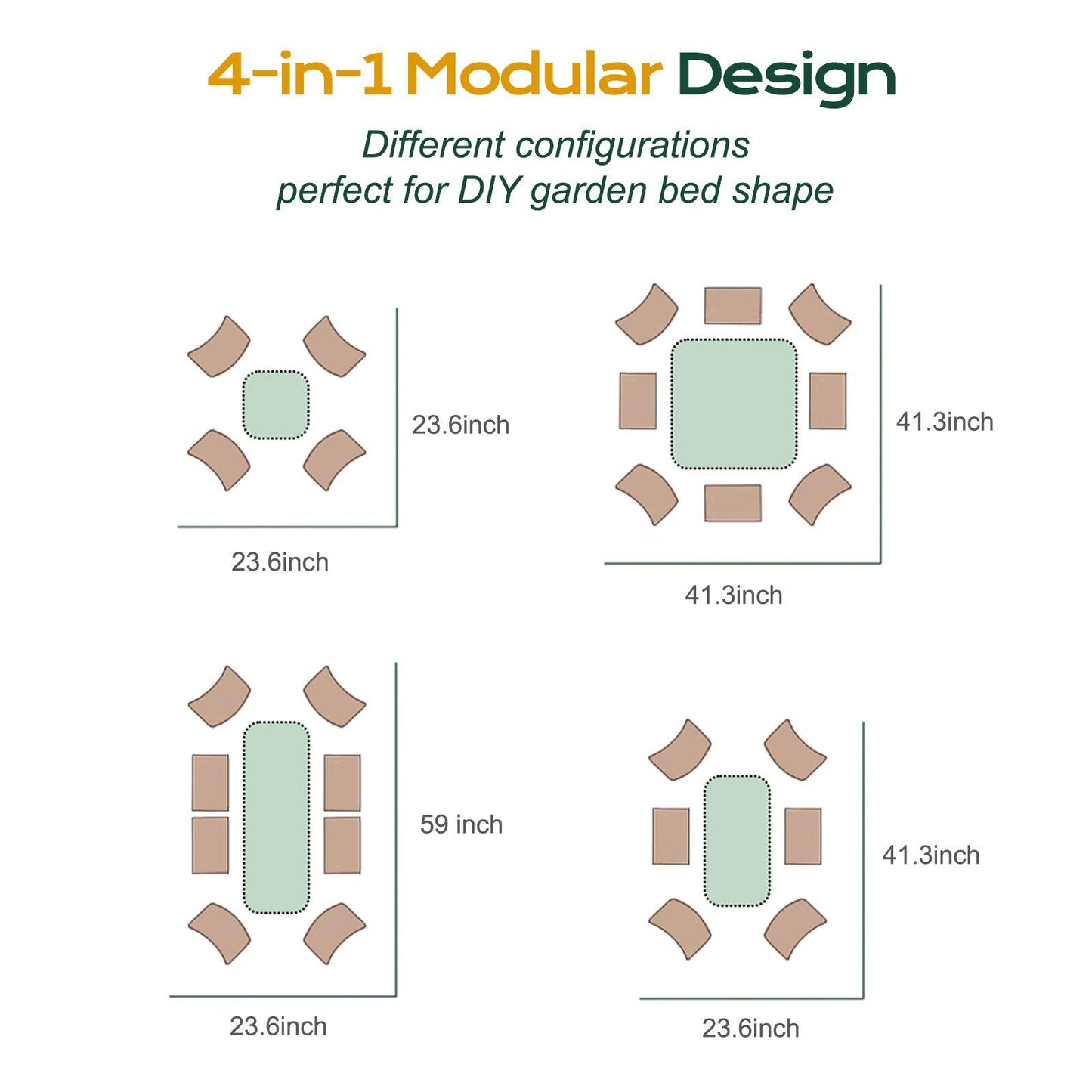 4-In-1 Oval Modular Aluzinc Raised Garden Bed ( 60'' x 24'' x 17'' ) Aoodor