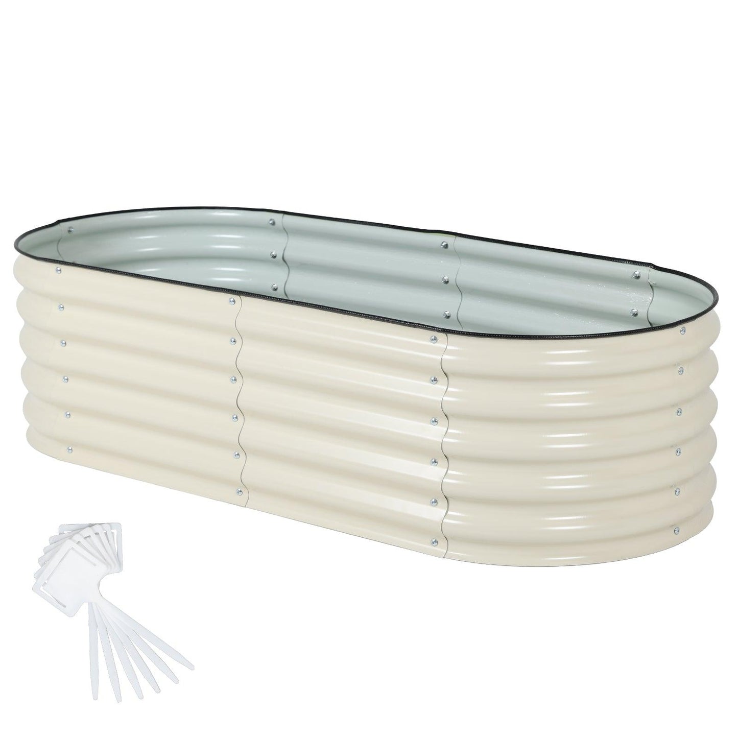 4-In-1 Oval Modular Aluzinc Raised Garden Bed 60'' x 24'' x 17'' Aoodor