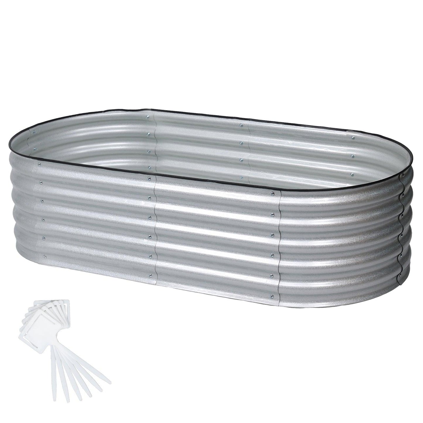 4-In-1 Oval Modular Aluzinc Raised Garden Bed 60'' x 24'' x 17'' Aoodor