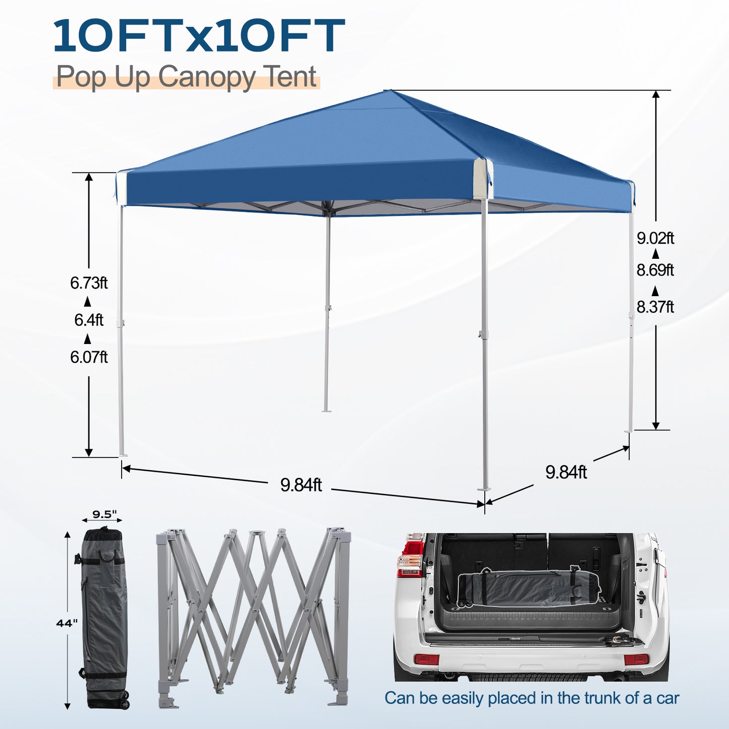 10x10/12x12 ft. Pop Up Canopy Tent with Roller Bag