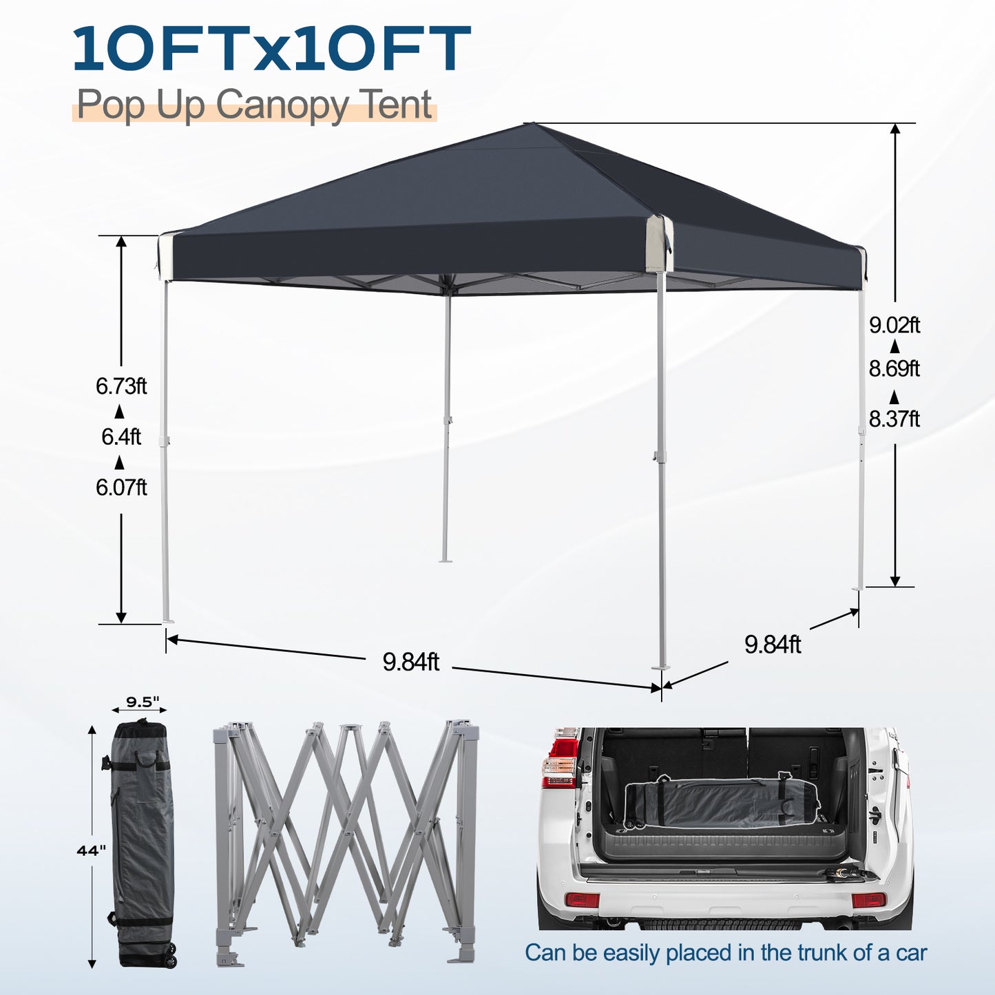 10x10/12x12 ft. Pop Up Canopy Tent with Roller Bag
