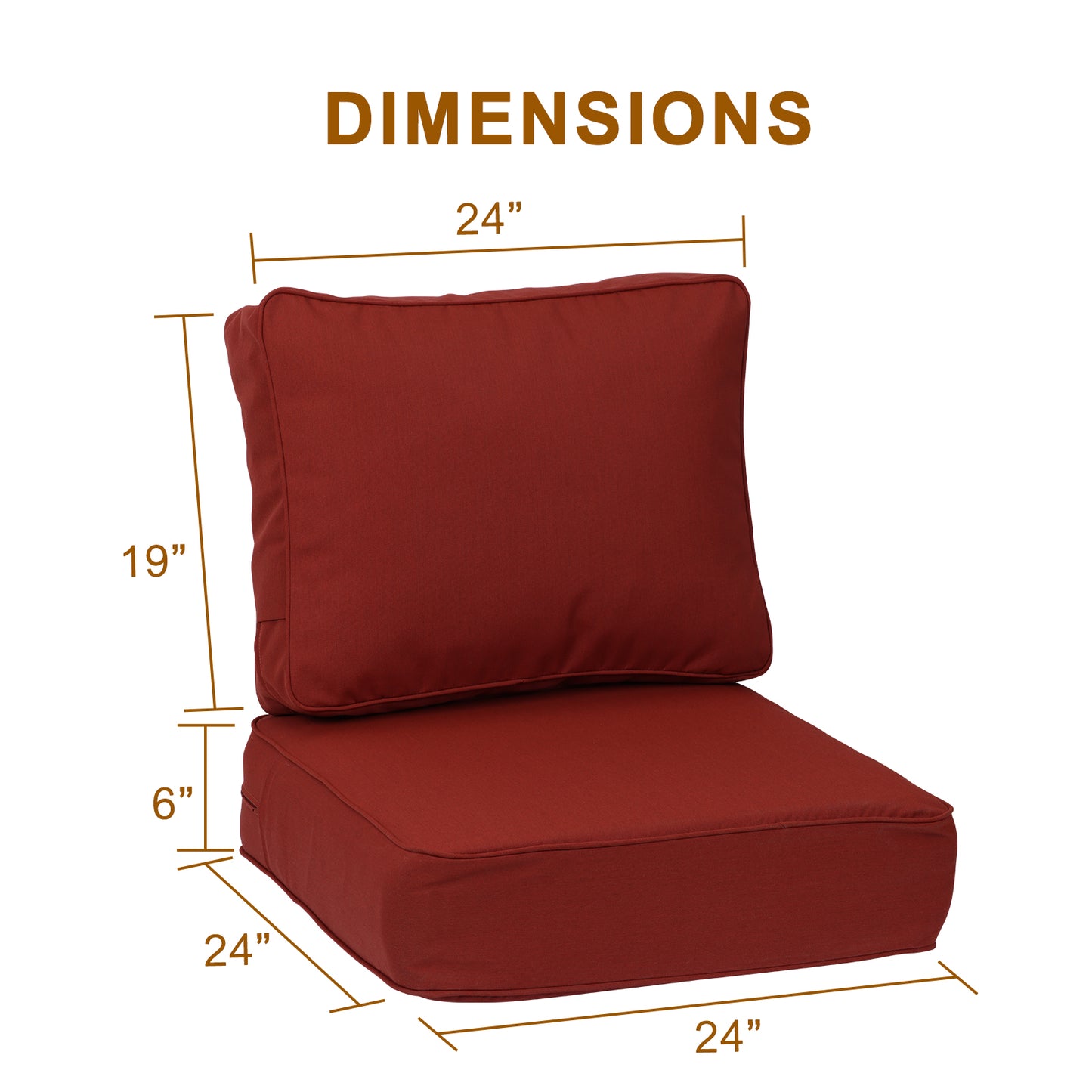 Aoodor Premium Sunbrella Outdoor Patio Chair Cushions Set, Red