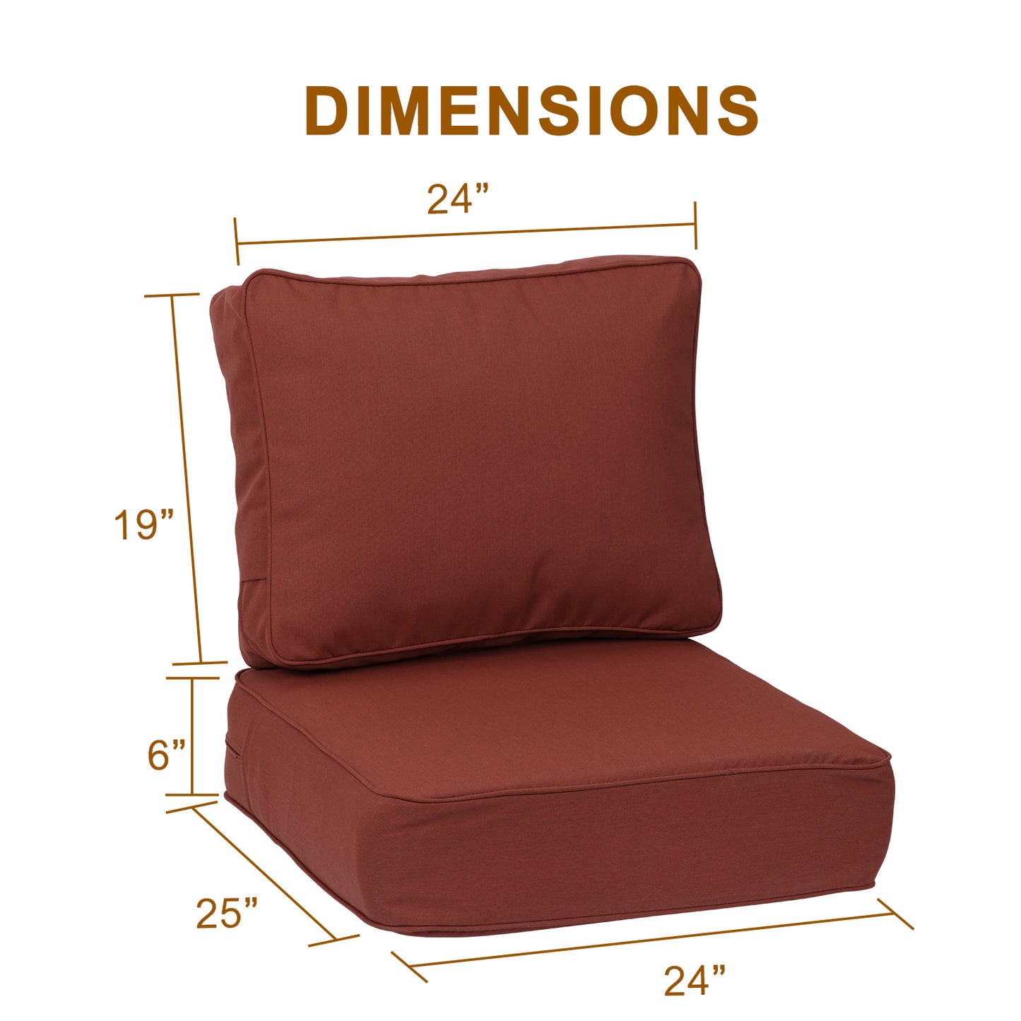 Premium Sunbrella Fabric Outdoor Patio Chair Cushions Set, Canvas Henna Aoodor