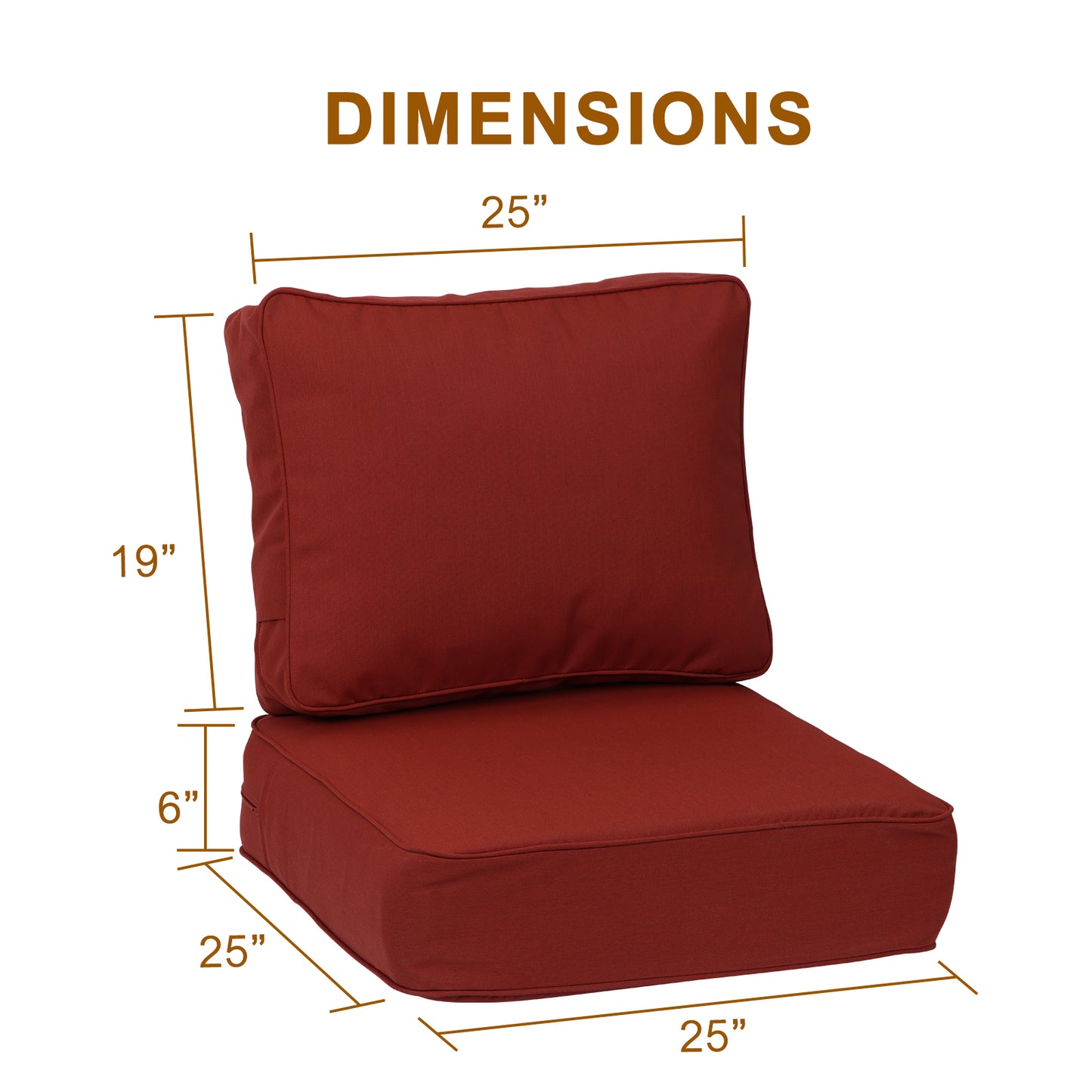 Aoodor Premium Sunbrella Outdoor Patio Chair Cushions Set, Red
