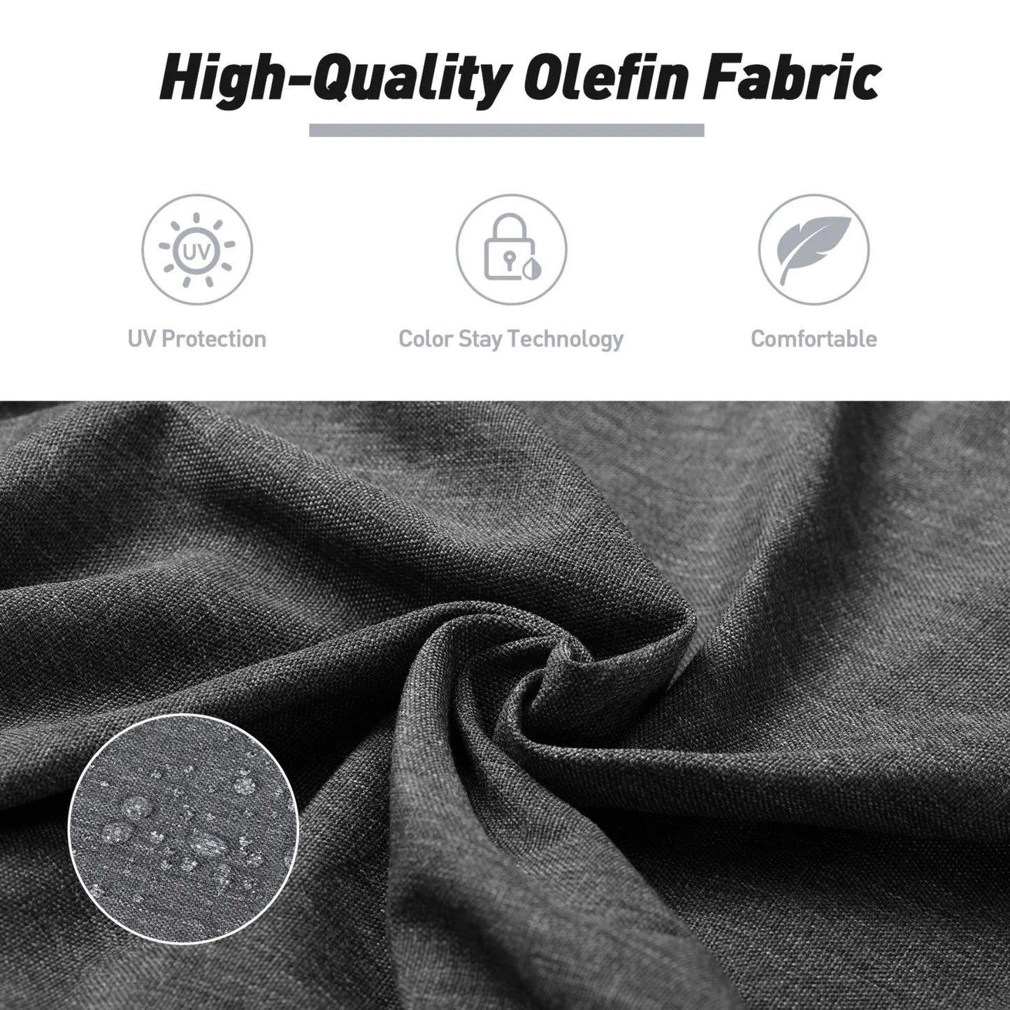 45x22x4 inch High Back Chair Cushions Set of 4, UV-Protected & Water-Resistant Charcoal Aoodor Olefin Fabric