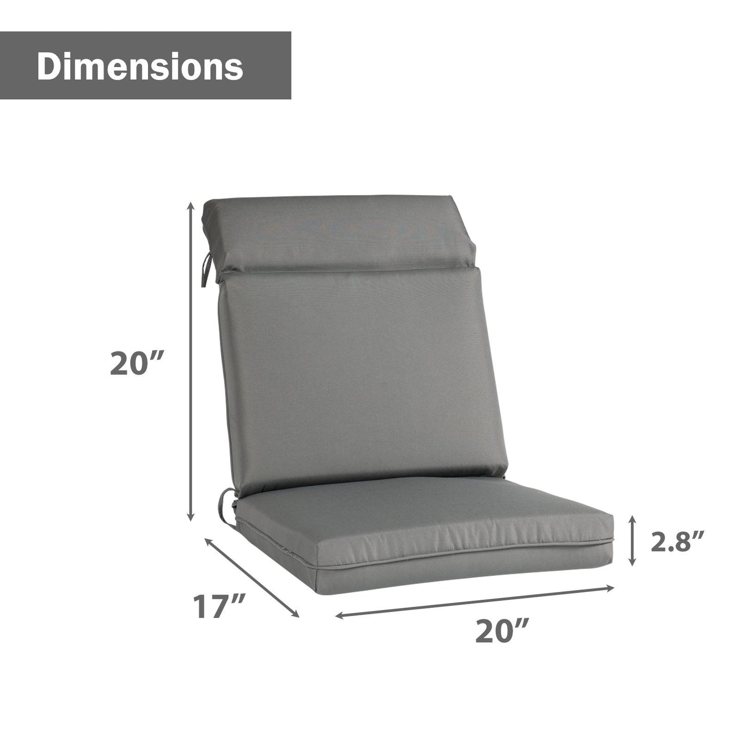 Outdoor Polyester High Back Dining Chair Cushion Set - Gray
