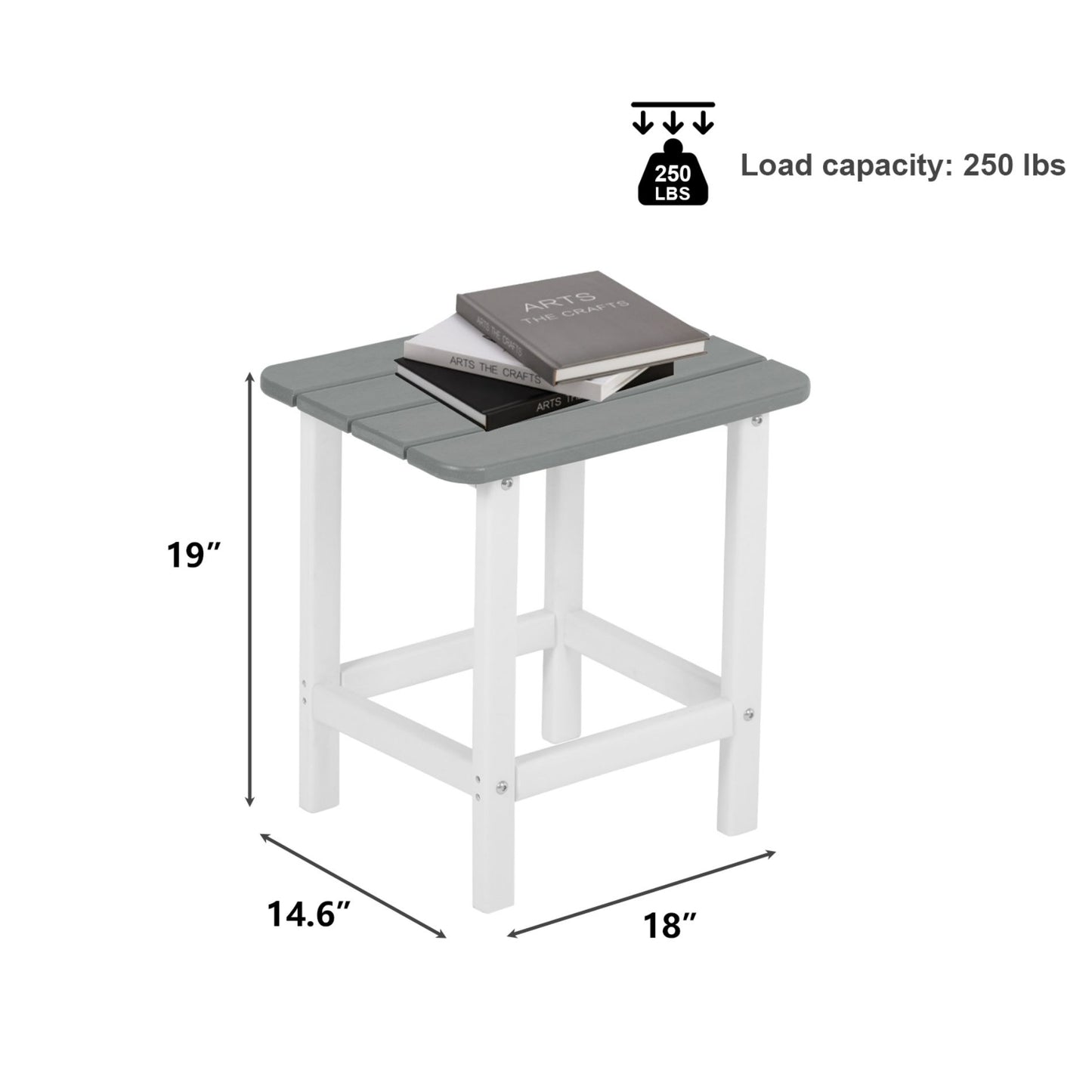 18x14.6x19 inch Outdoor Side Table, Square Adirondack Patio End Table for Patio, Pool, Porch