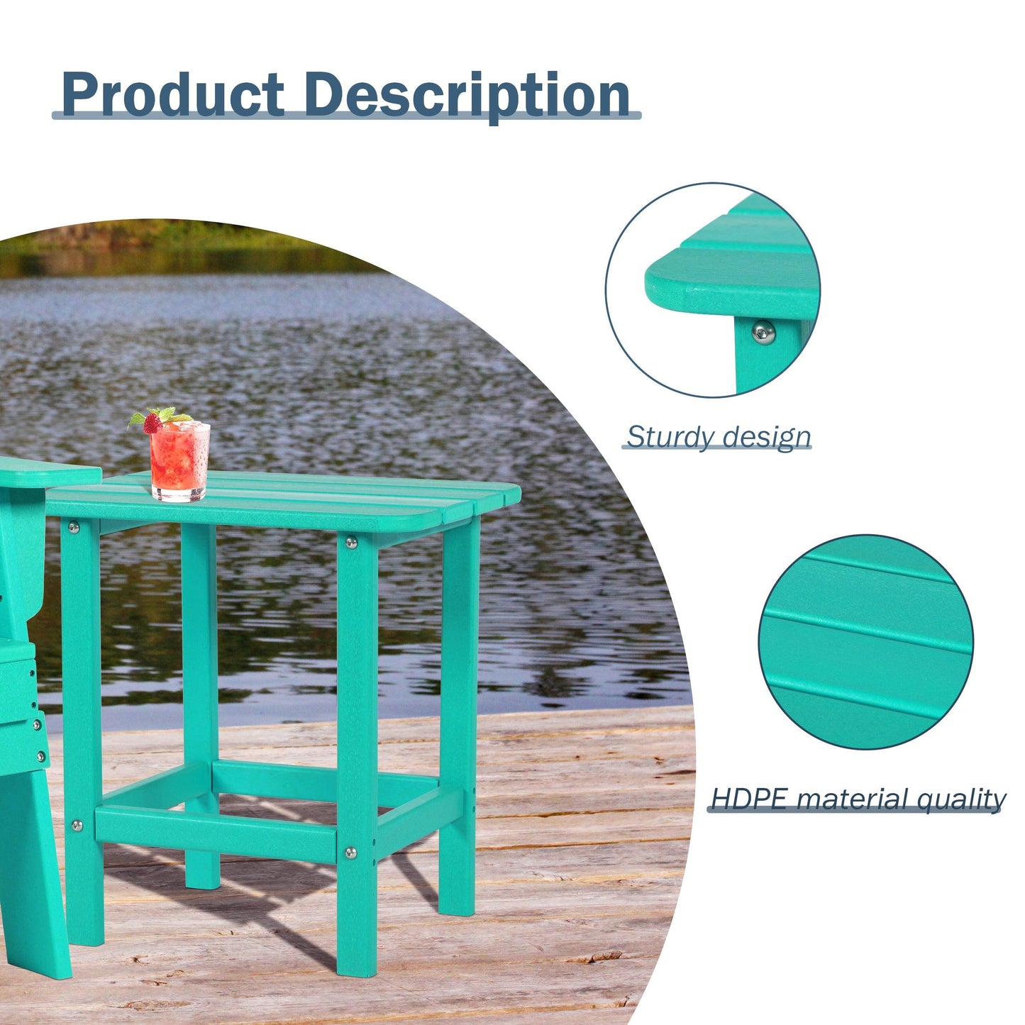 Outdoor Adirondack Side Table HDPE End Table