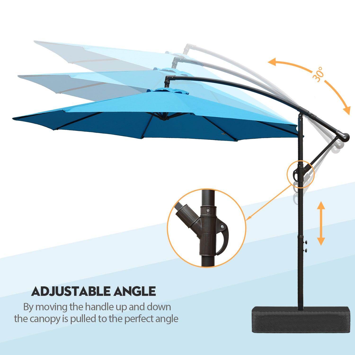 Offset Hanging Umbrella with Base Stand 10 Ft. Patio Umbrella Aoodor