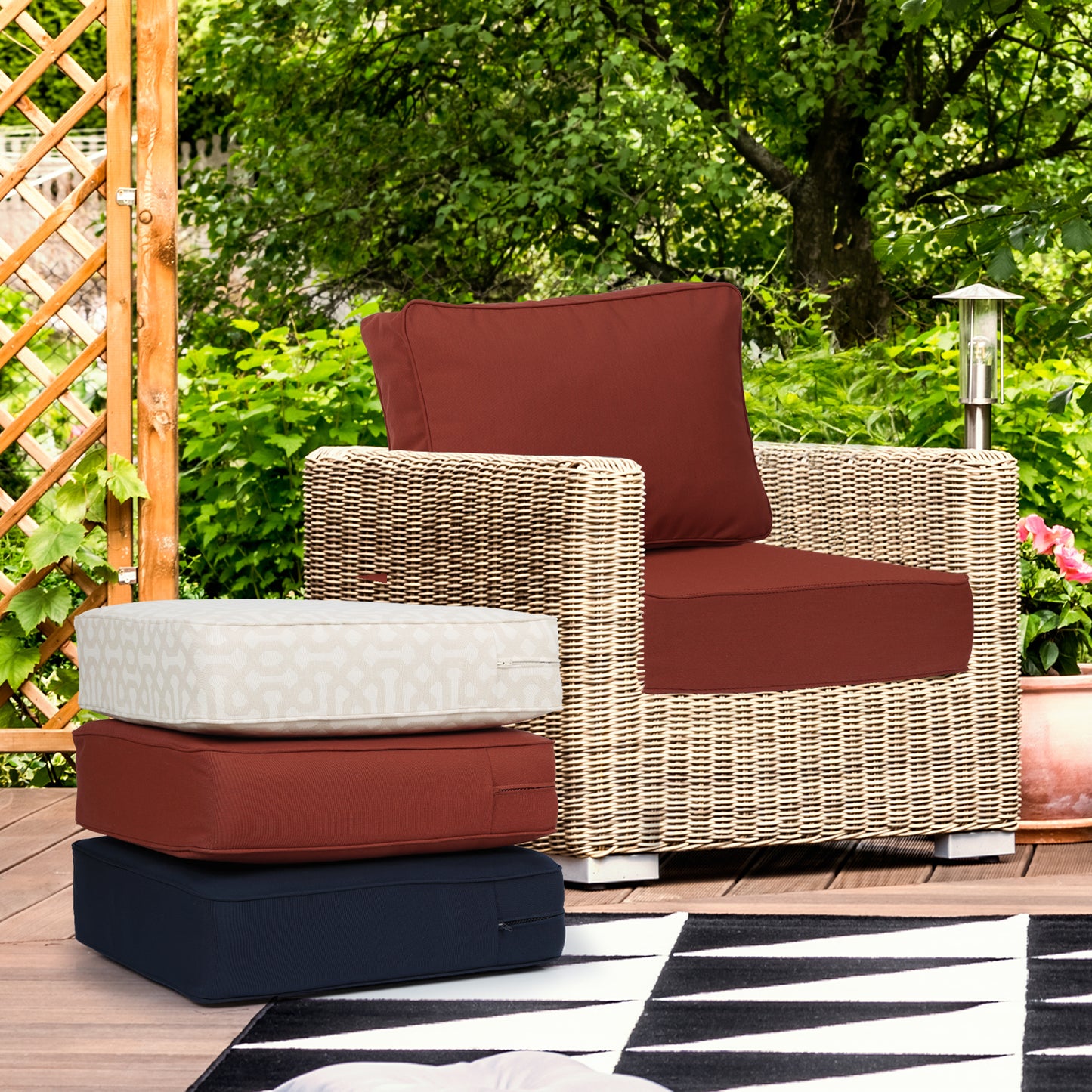Premium Sunbrella Fabric Outdoor Patio Chair Cushions Set, Canvas Henna Aoodor