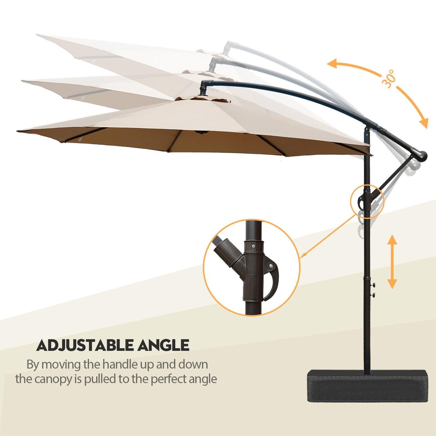 Offset Hanging Umbrella with Base Stand 10 Ft. Patio Umbrella Aoodor