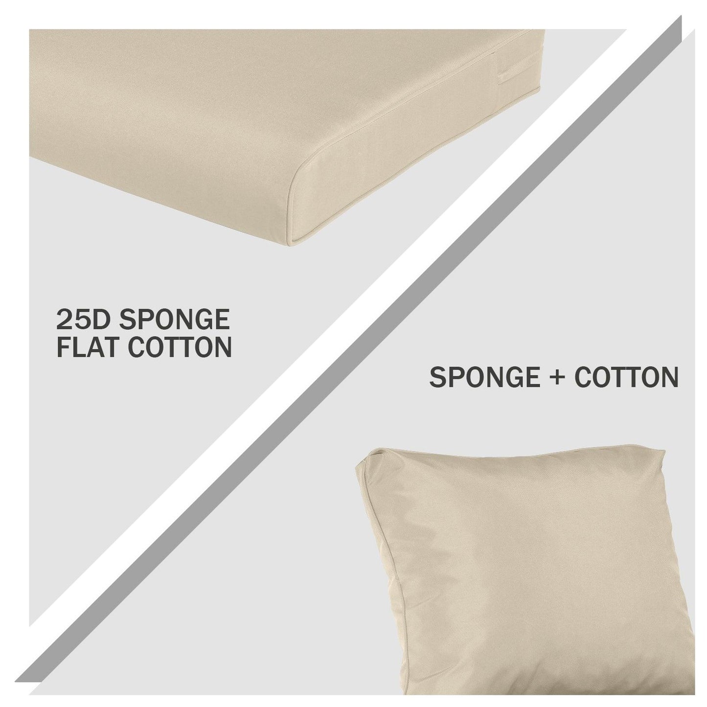 Outdoor Chair Cushions, Patio Deep Seat Cushions with Handle & Adjustable Straps - Khaki