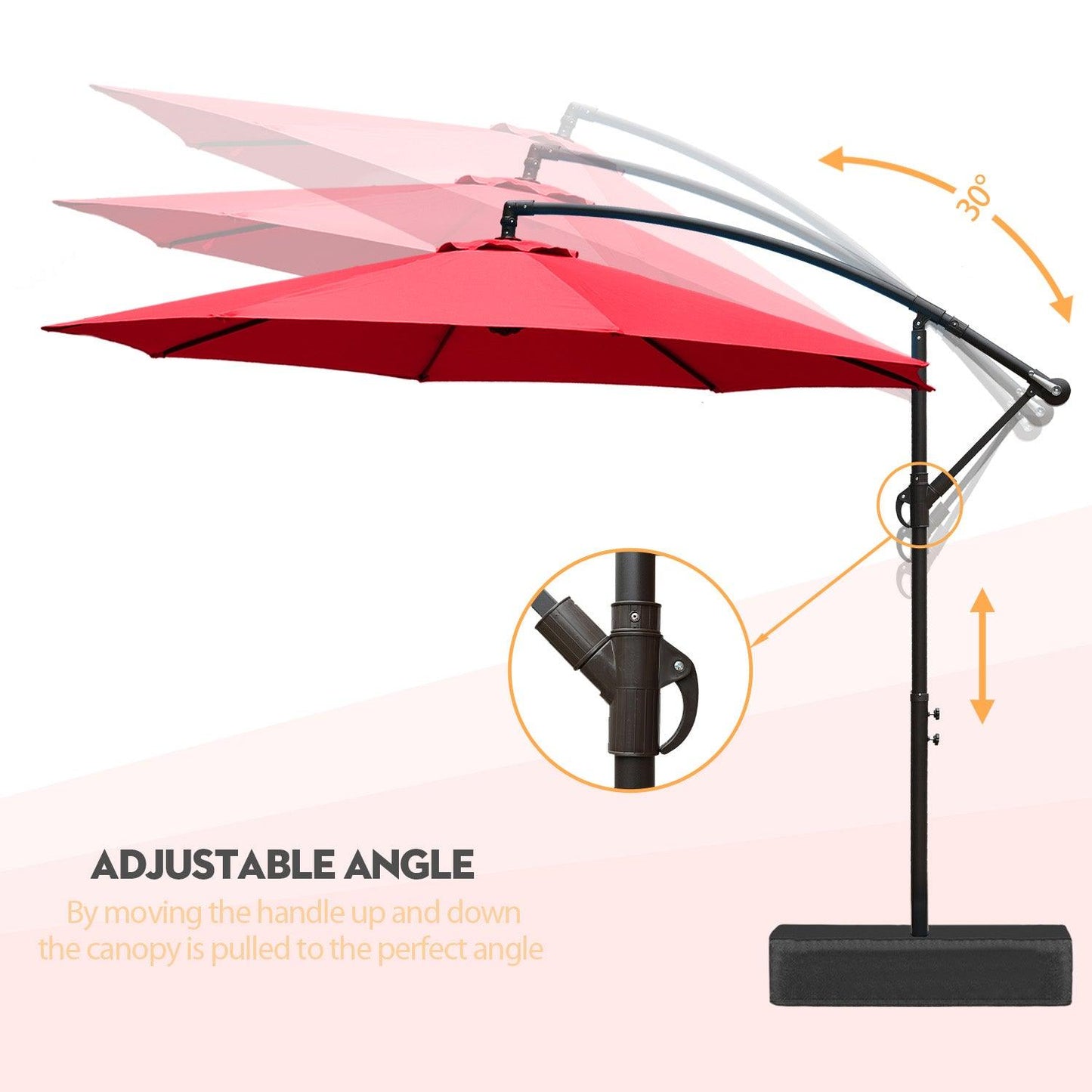 Offset Hanging Umbrella with Base Stand 10 Ft. Patio Umbrella Aoodor