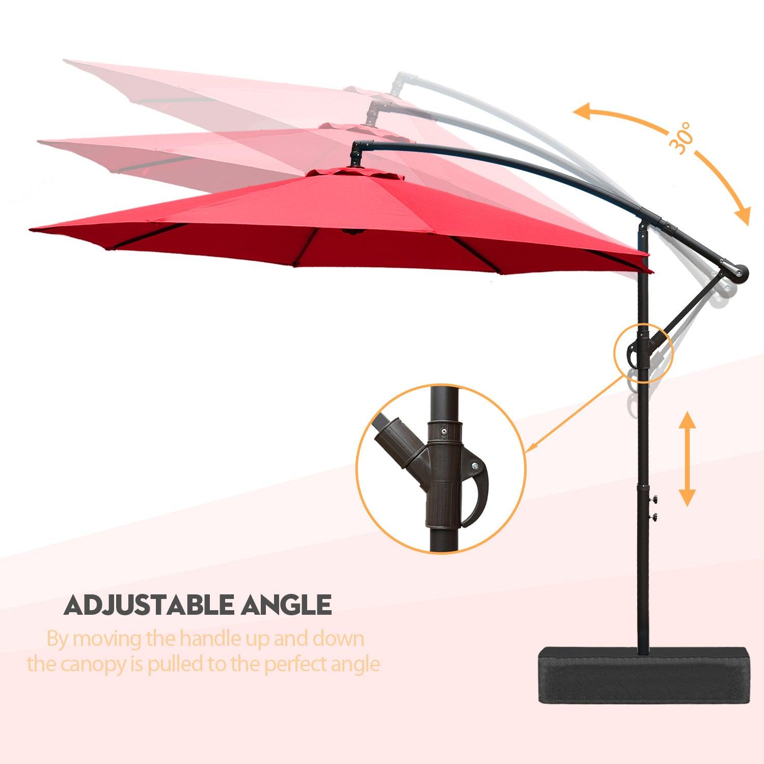 Offset Hanging Umbrella with Base Stand 10 Ft. Patio Umbrella Aoodor