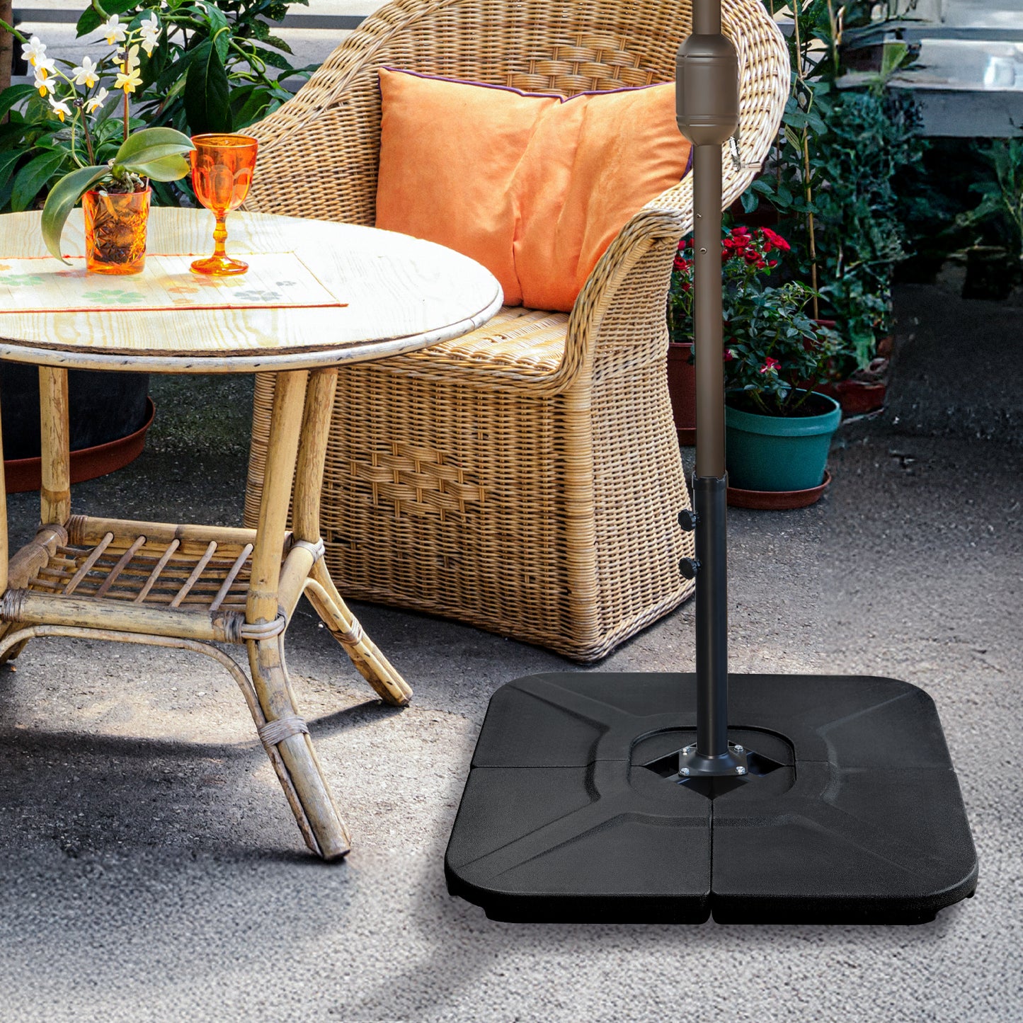 Cantilever Offset Patio Umbrella Stand 4-Piece Set