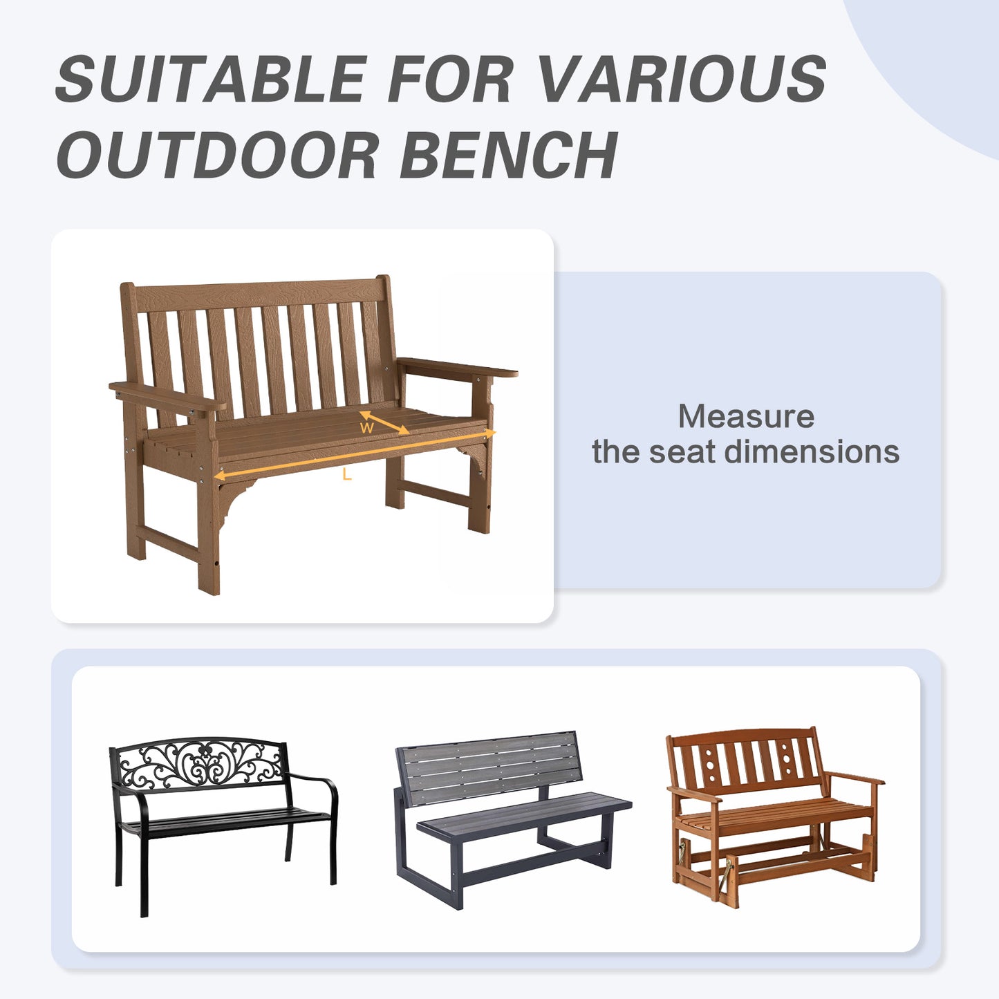 Outdoor Polyester Tufted Bench Cushion, Water & Fade Resistant, Dark Blue