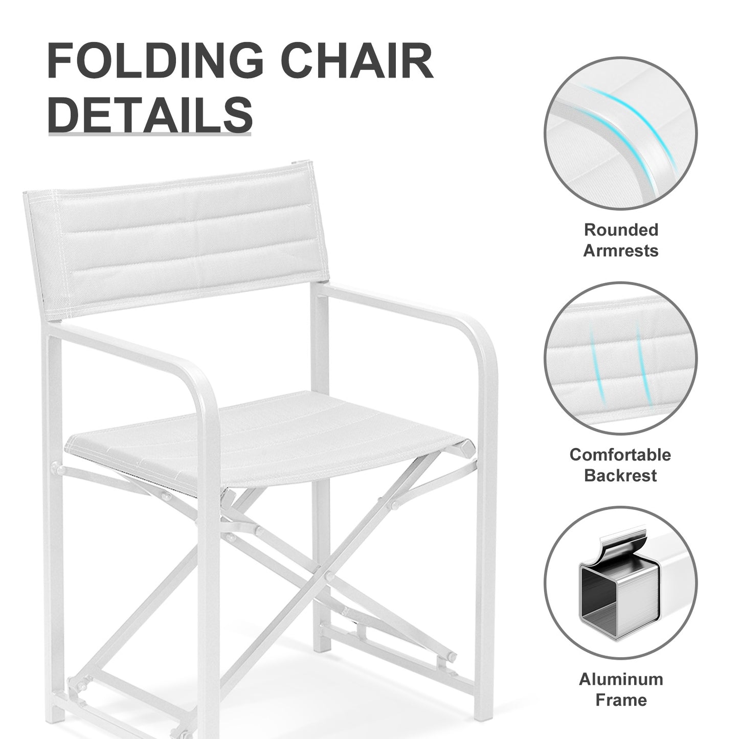 34(H) inch Outdoor Camping Chairs, Portable Patio Director's Chairs with Folding Aluminum Frame