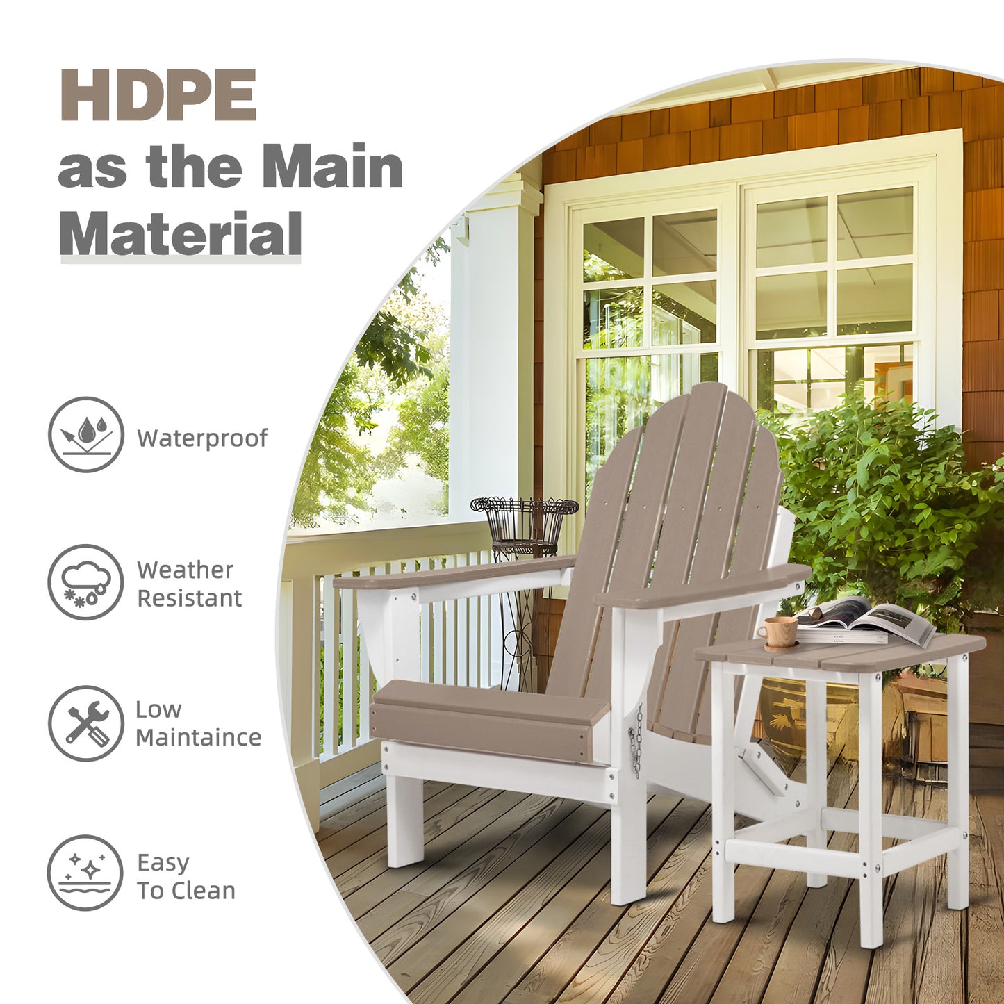 32(L)x22(W)x37(H) inch Folding Adirondack Chair Aoodor