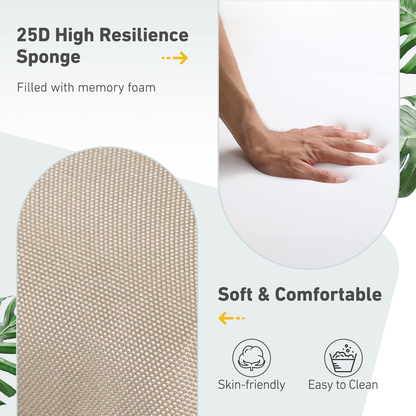 Outdoor Polyester High Back Dining Chair Cushion Set - Khaki Aoodor