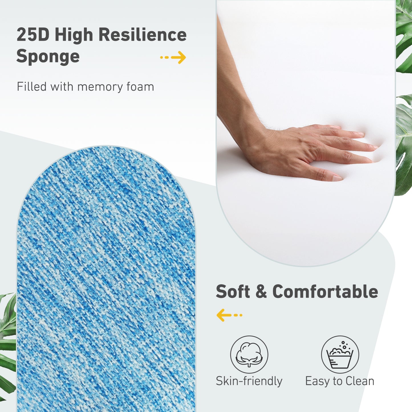 Outdoor High Back Dining Chair Cushion Set, Polyester Fabric, TPU Water Repellent Coating, Lake Blue Aoodor