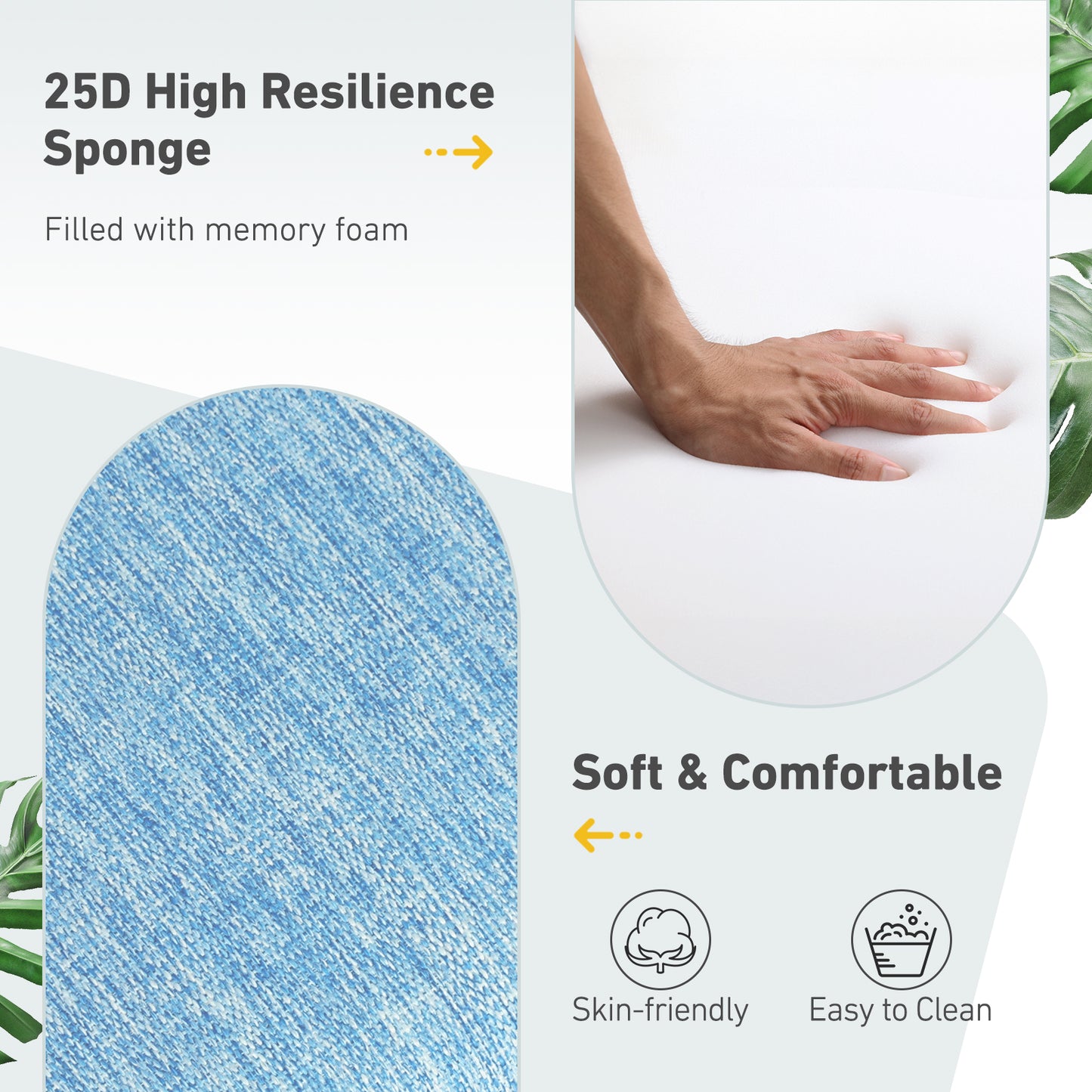 Outdoor High Back Dining Chair Cushion Set, Polyester Fabric, TPU Water Repellent Coating, Lake Blue Aoodor