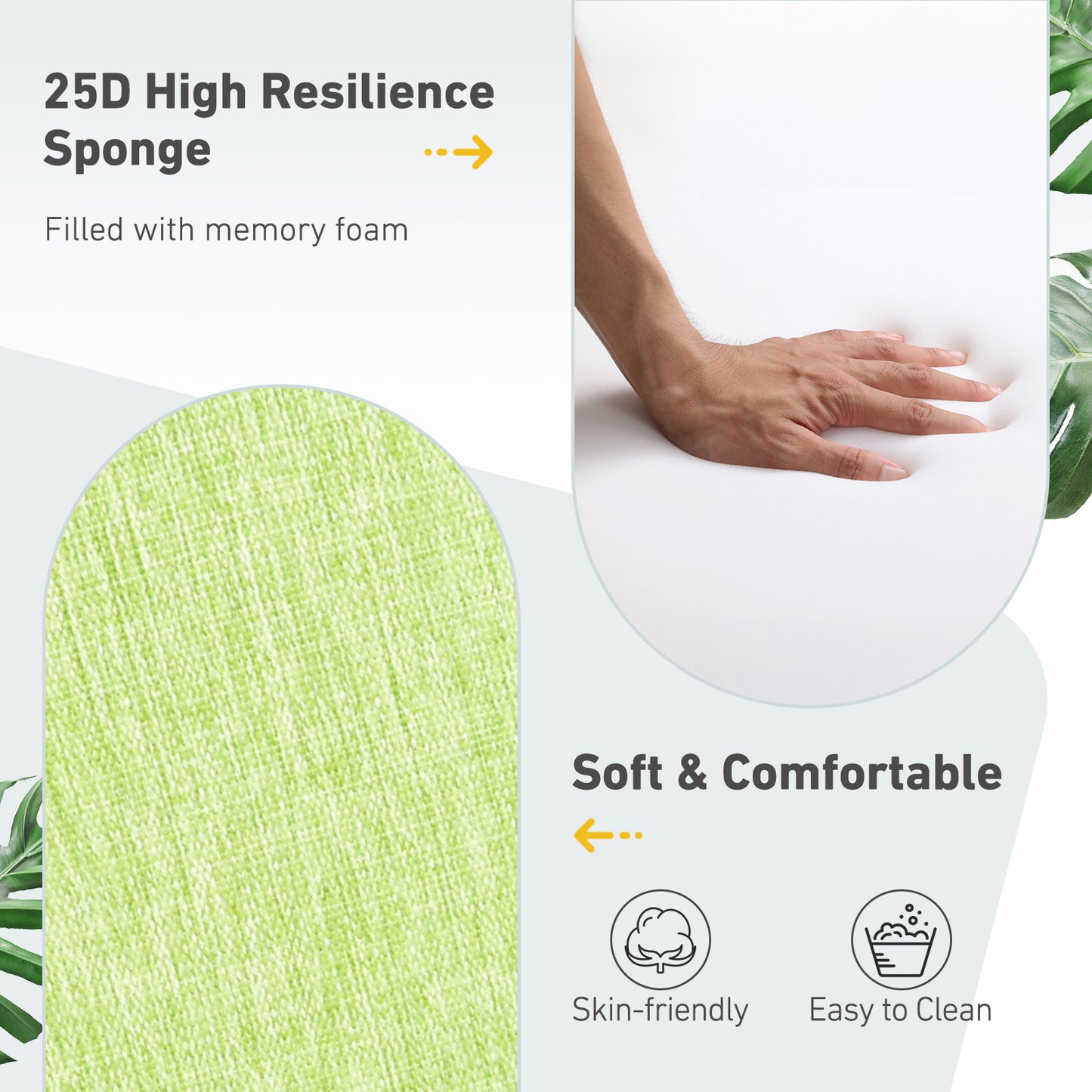 Outdoor High Back Dining Chair Cushion Set, Polyester Fabric, TPU Water Repellent Coating, Green Aoodor