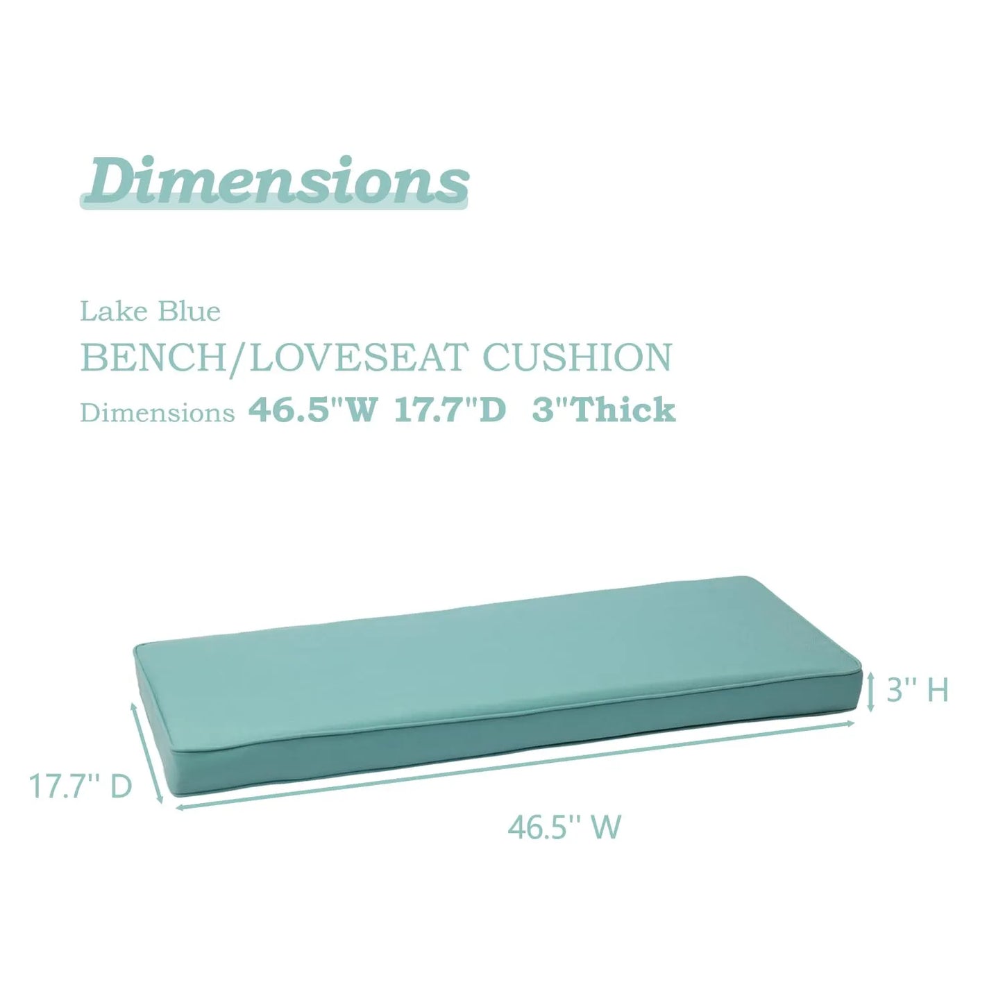 46x18x3 inch Patio Bench Cushion - Blue