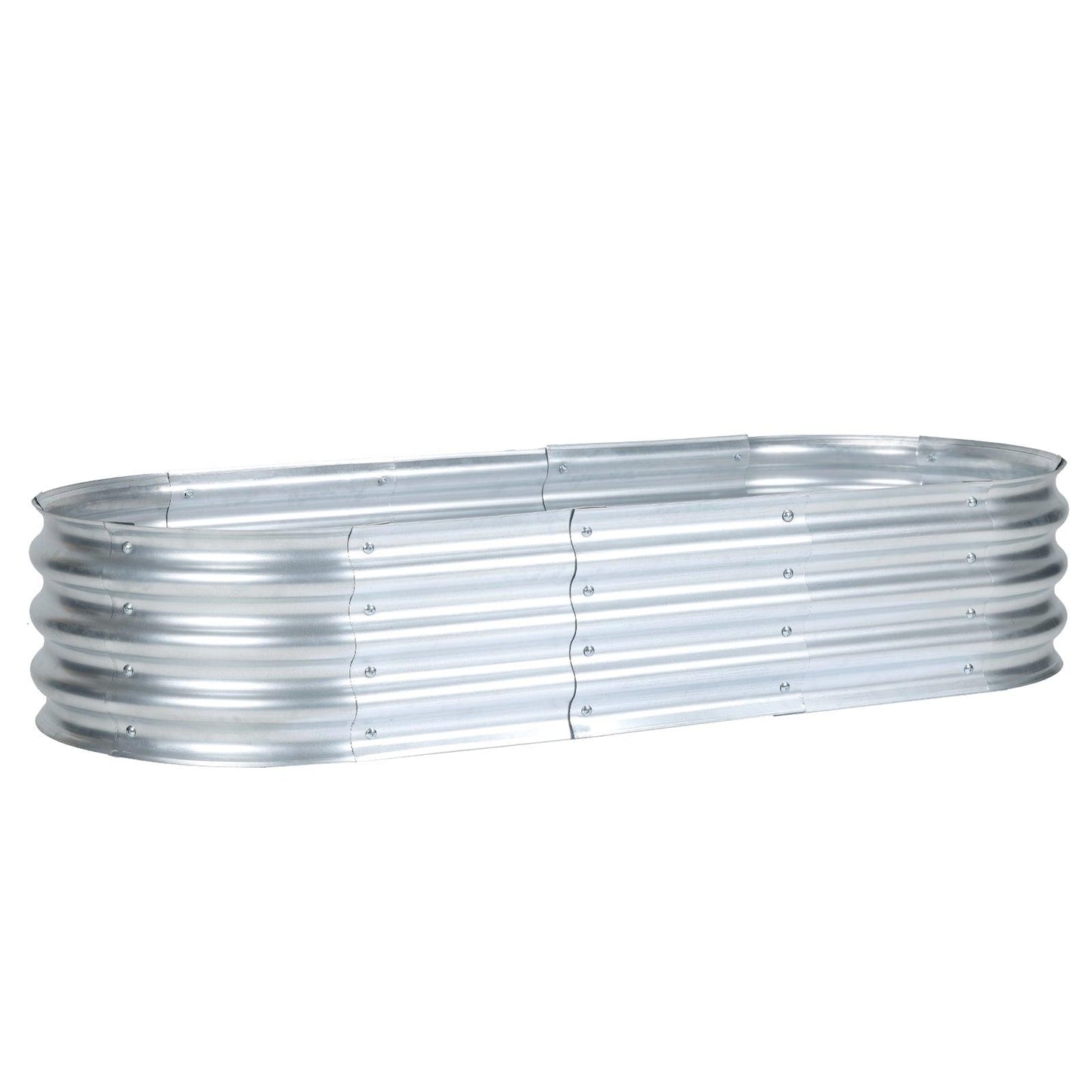 59(L)x24(W)x12(H)inch Galvanized Raised Garden Bed Kit, Outdoor Garden Planter Oval Large Boxes for Vegetables, Flowers, Herbs - Silver Aoodor Aoodor