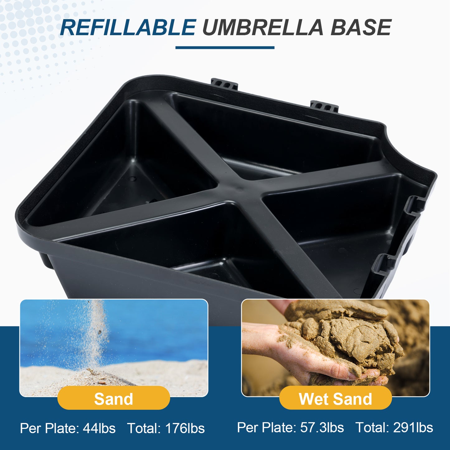 4-Piece Offset Cantilever Patio Umbrella Base Stand - Sand Filled Weight Plates for Stability Aoodor