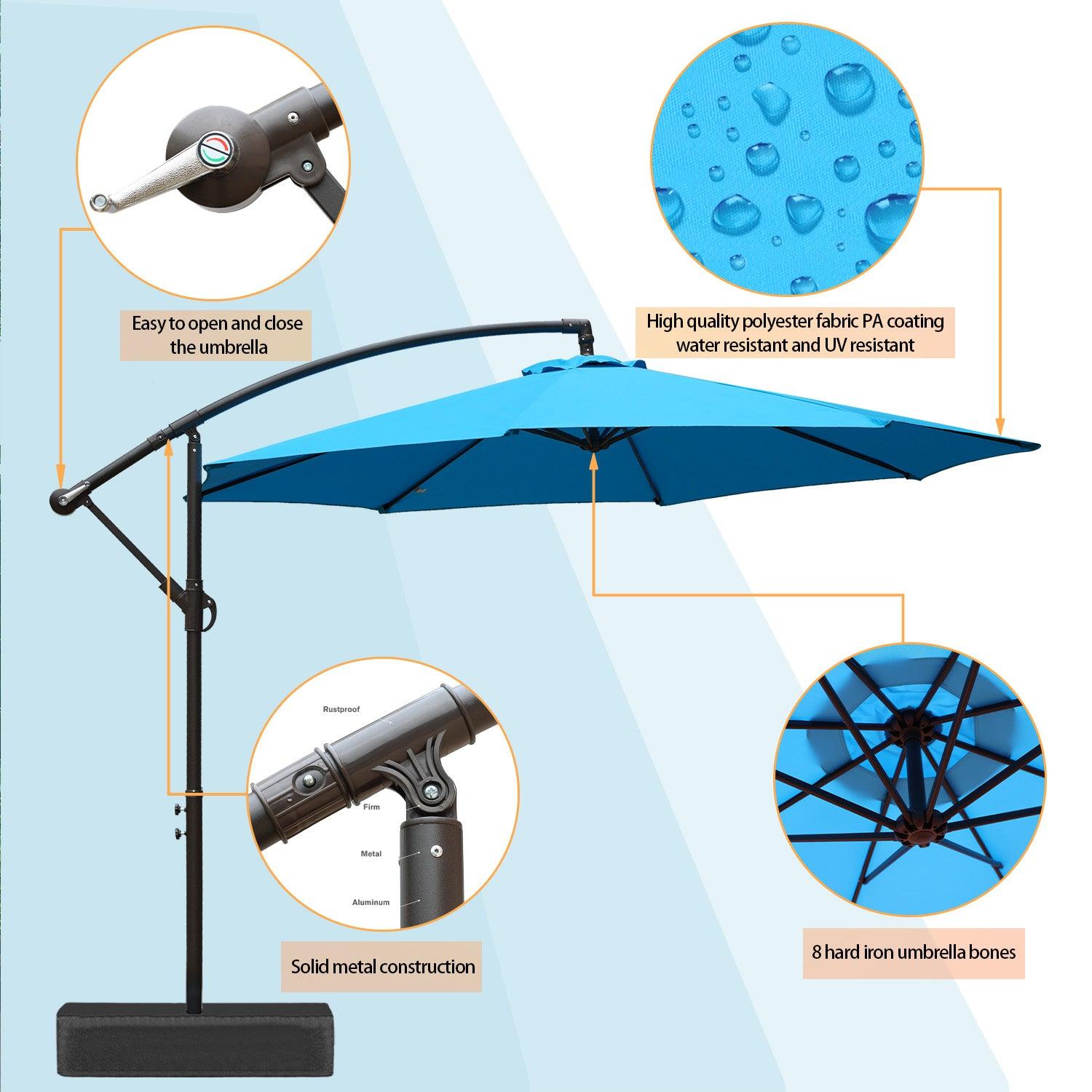 Offset Hanging Umbrella with Base Stand 10 Ft. Patio Umbrella Aoodor