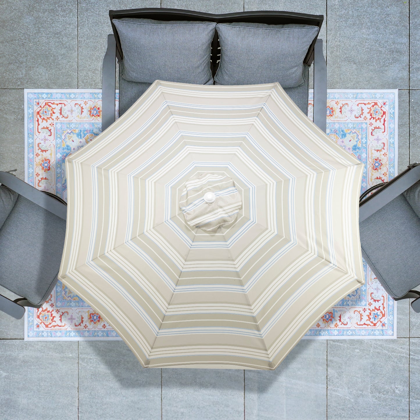 9 ft. Outdoor Patio Market Umbrella Aluminum Frame with Push Button Tilt Crank and 8 Steel Ribs Aoodor