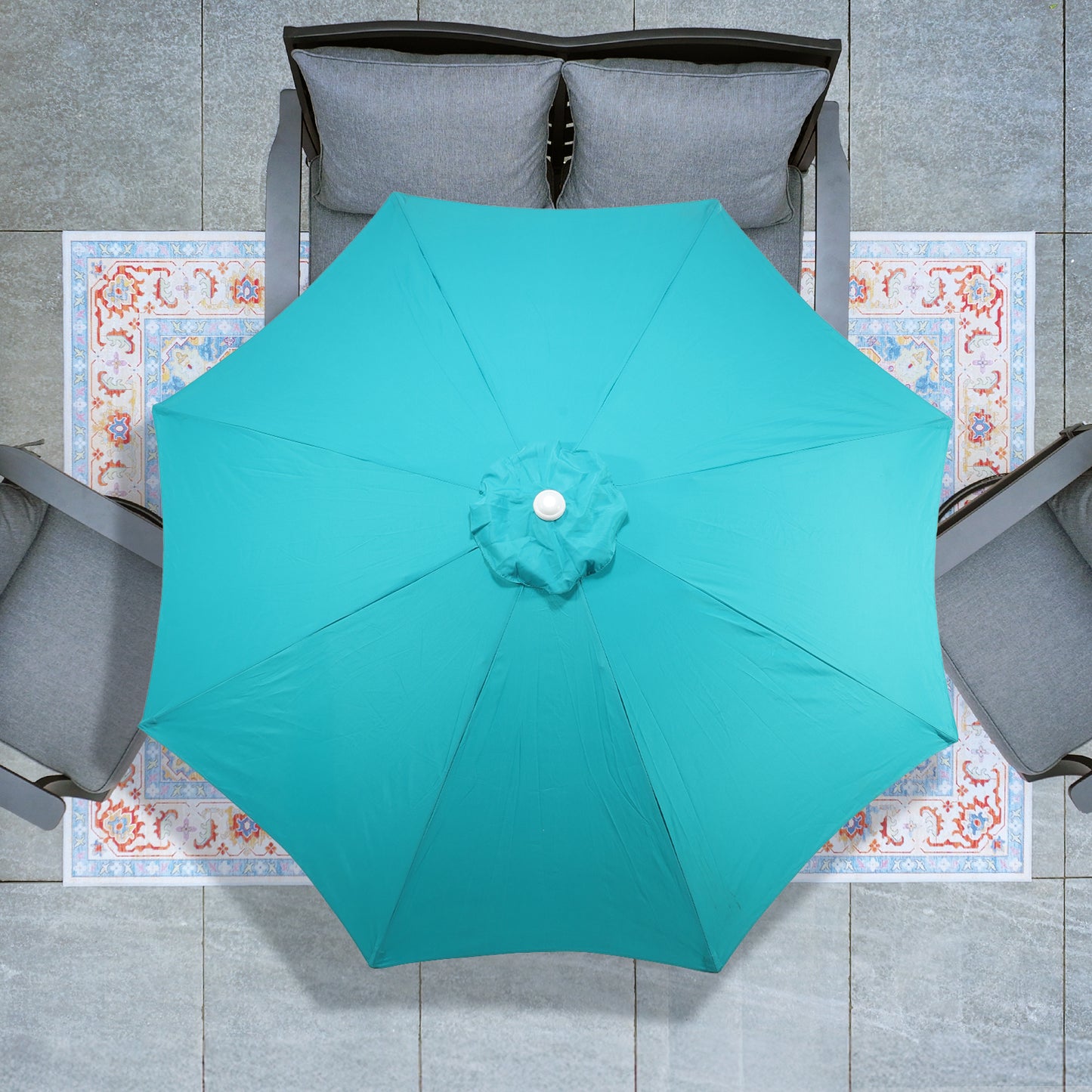 9 ft. Outdoor Patio Market Umbrella Aluminum Frame with Push Button Tilt Crank and 8 Steel Ribs Aoodor