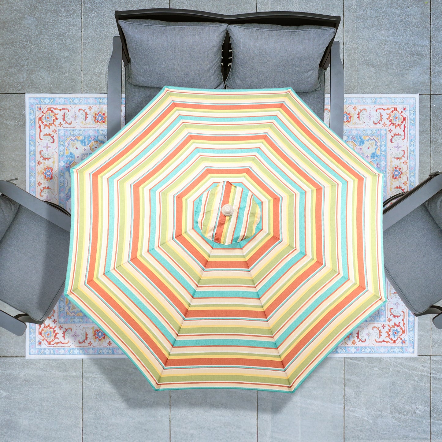 9 ft. Outdoor Patio Market Umbrella Aluminum Frame with Push Button Tilt Crank and 8 Steel Ribs Aoodor