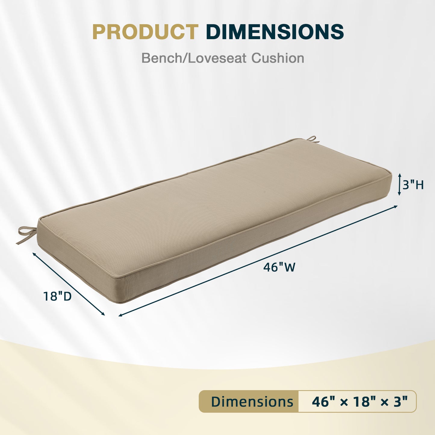 46x18x3 inch Patio Bench Cushion - Brown