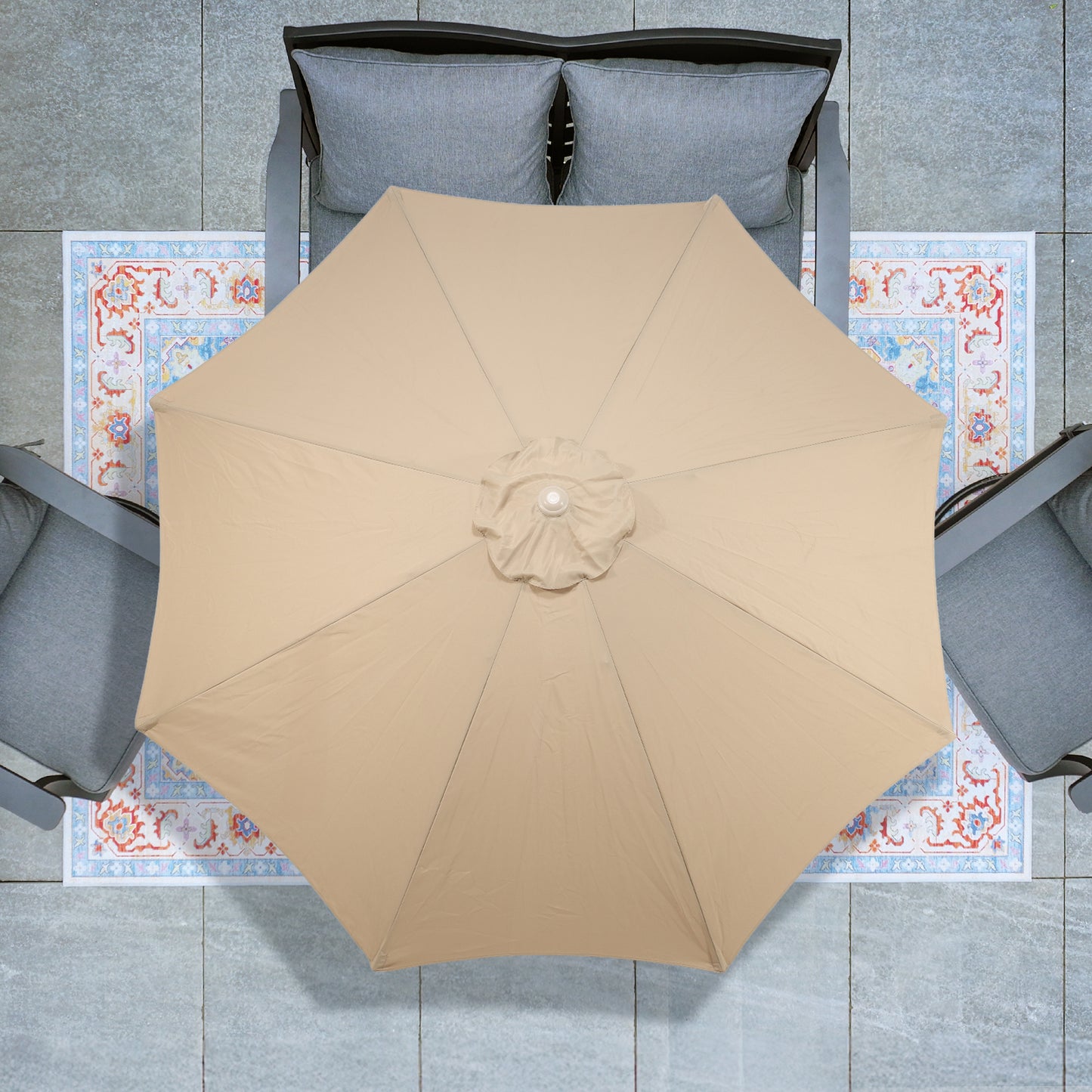 9 ft. Outdoor Patio Market Umbrella Aluminum Frame with Push Button Tilt Crank and 8 Steel Ribs Aoodor