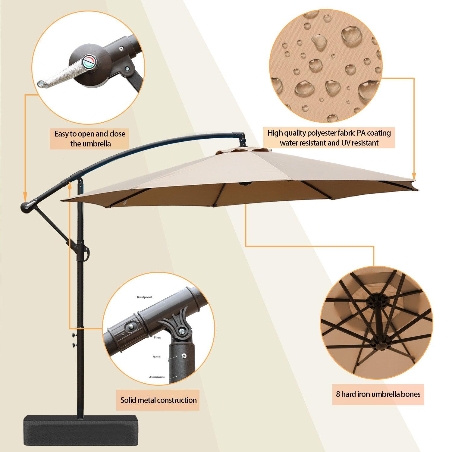 Offset Hanging Umbrella with Base Stand 10 Ft. Patio Umbrella Aoodor