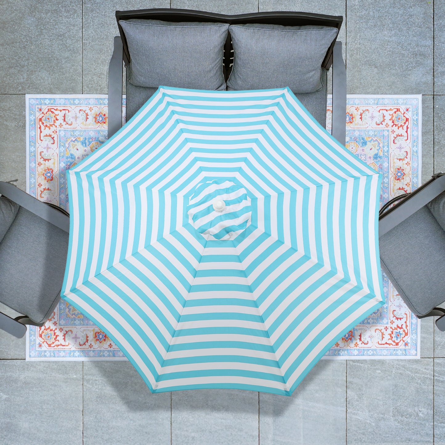 9 ft. Outdoor Patio Market Umbrella Aluminum Frame with Push Button Tilt Crank and 8 Steel Ribs Aoodor